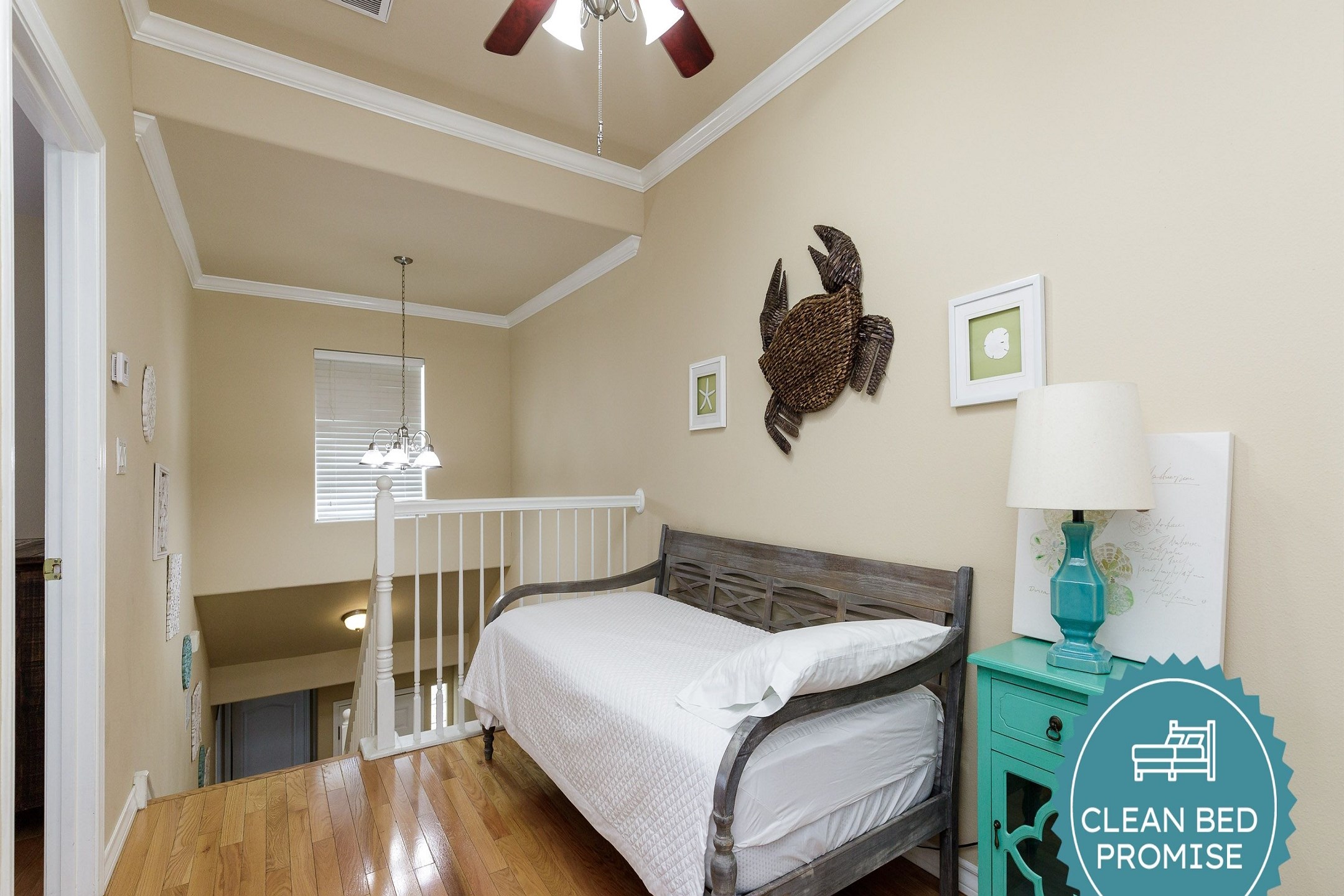 Sleep better at Padre Escapes with our exclusive Clean Bed Promise; providing fresh linens, comforters, and towels washed at high temperatures exceeding CDC recommendations, setting us apart for a truly restful vacation