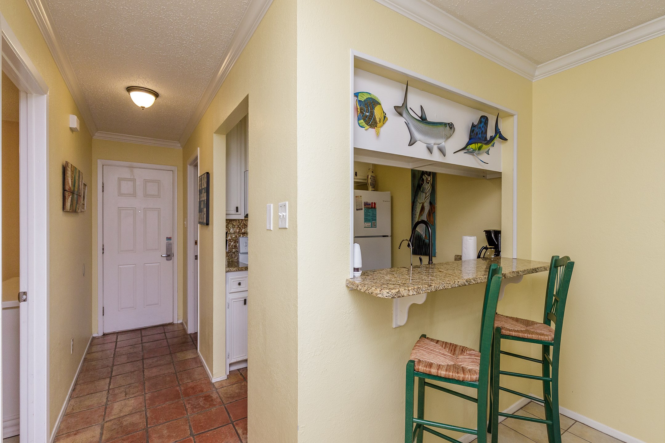 Breakfast bar looking into the kitchen area