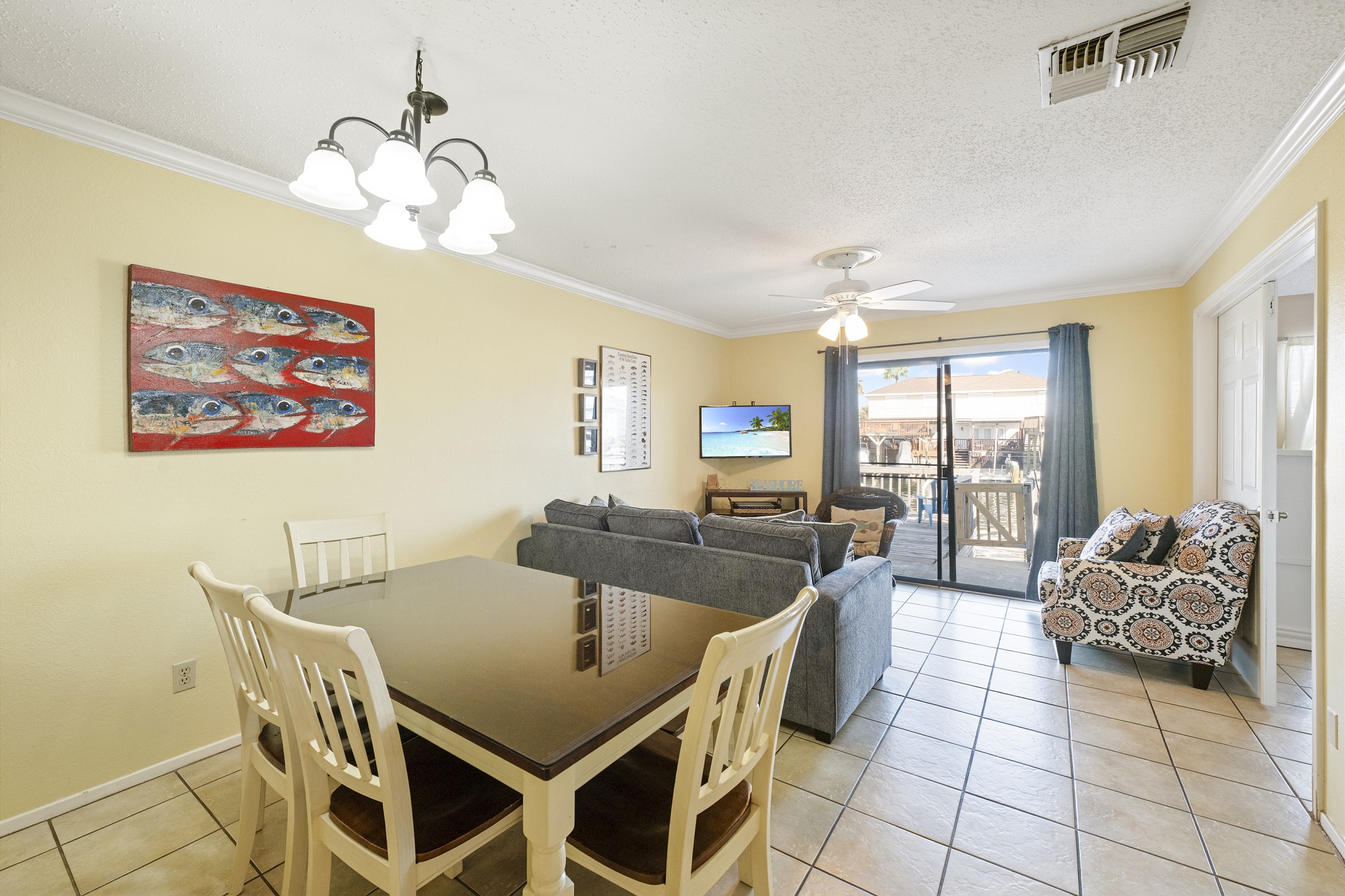 Natural light flooding the living and dining space