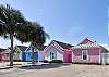 Enjoy the view of the colorful townhomes 