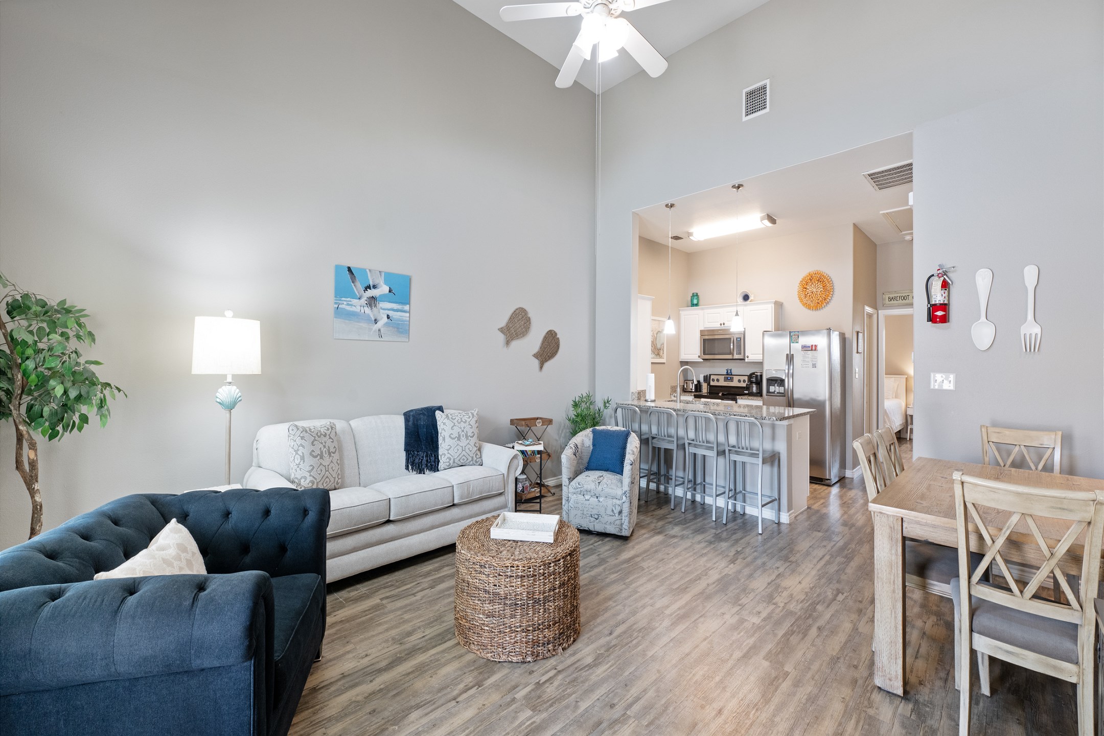 Chic and cozy gathering space, the perfect ambience for unwinding after a day of fun in the sun