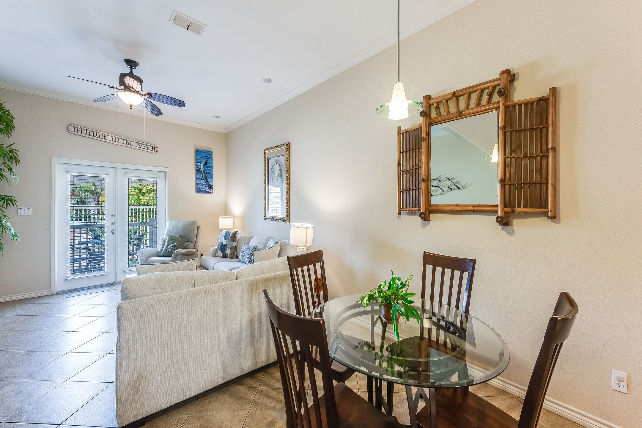 Dining area with seating for four for family gatherings during dinner or game night
