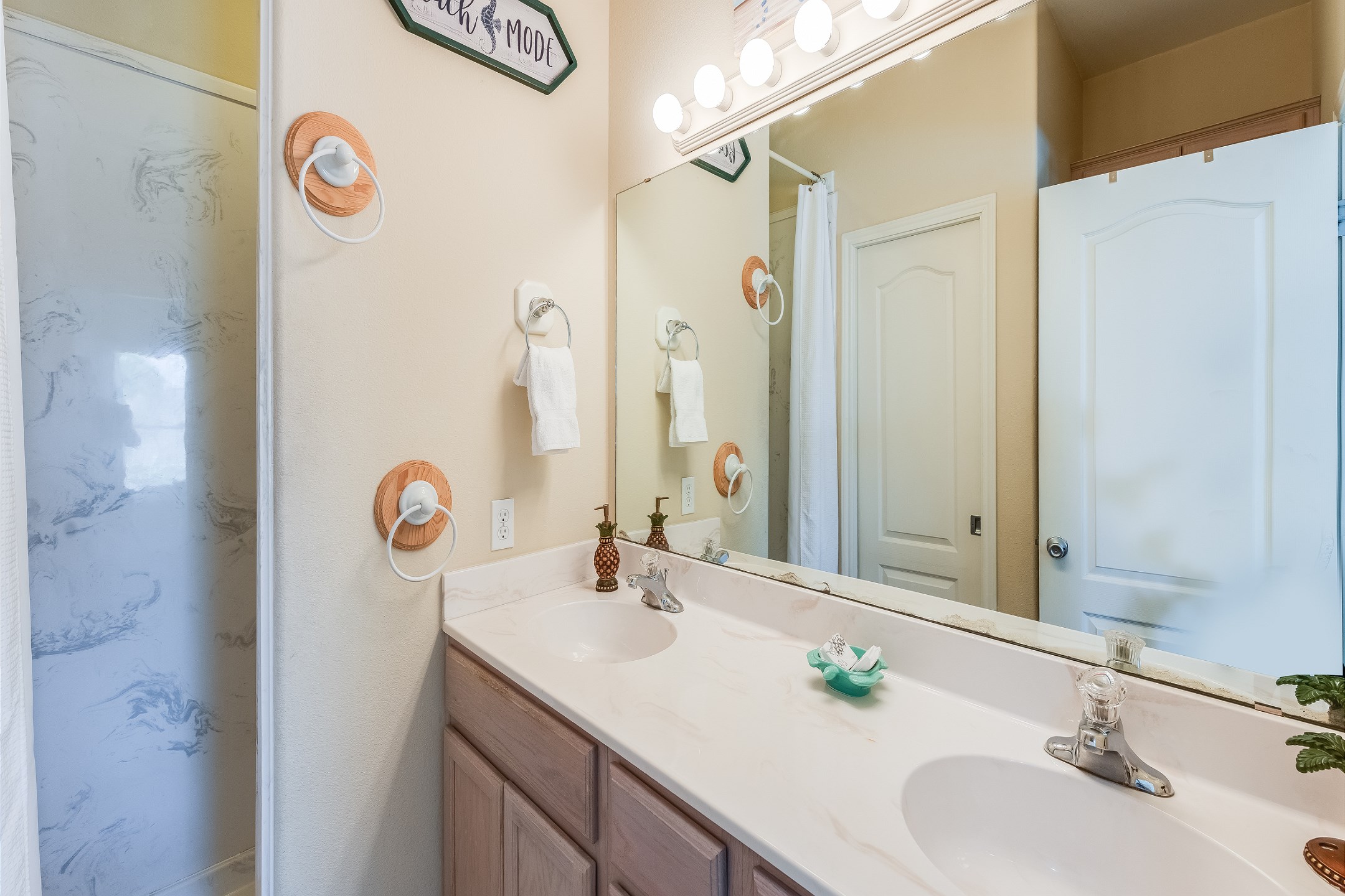 Master bathroom on the second floor with walk-in shower 
