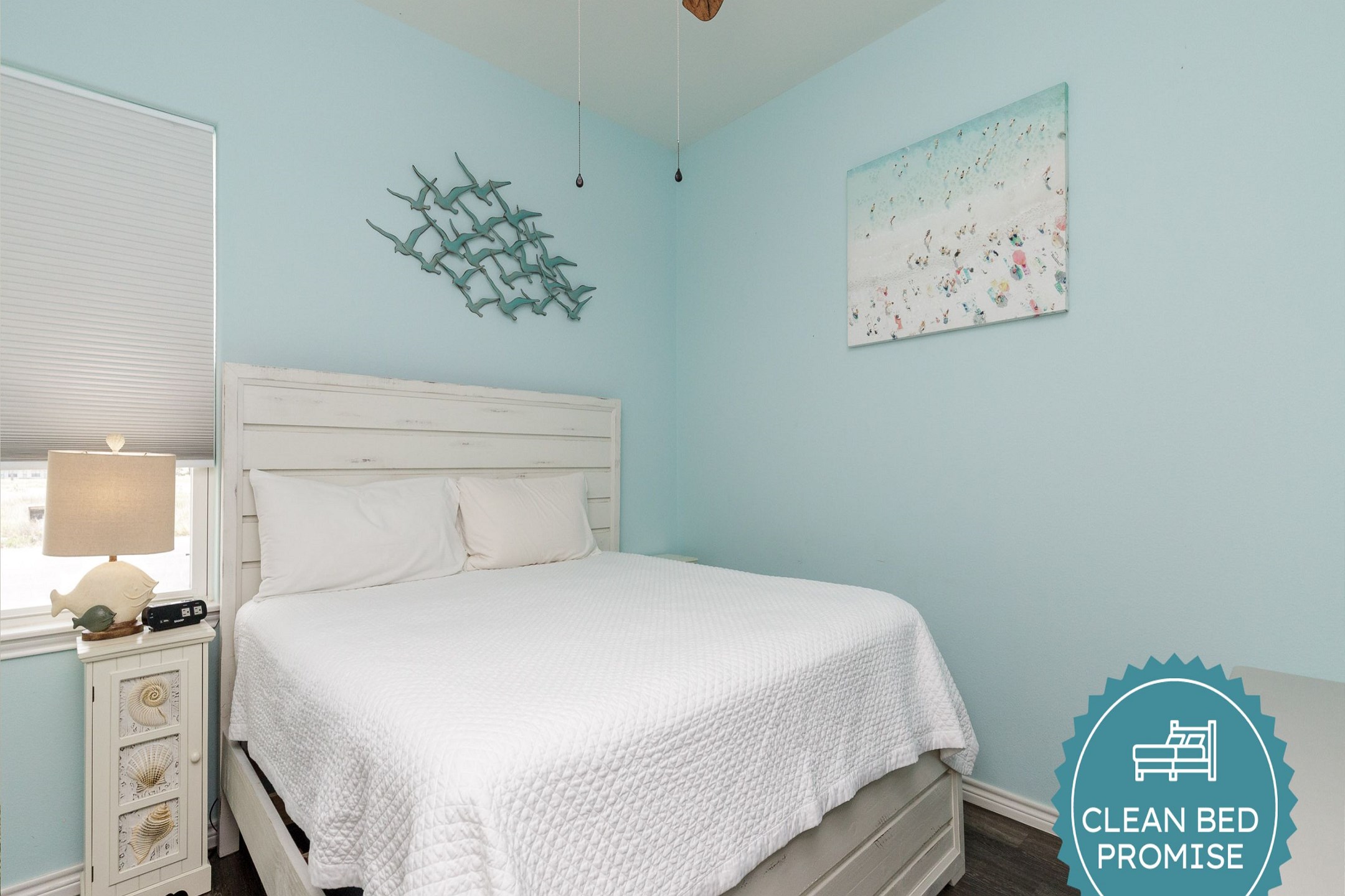 Sleep better at Padre Escapes with our exclusive Clean Bed Promise; providing fresh linens, comforters, and towels washed at high temperatures exceeding CDC recommendations, setting us apart for a truly restful vacation