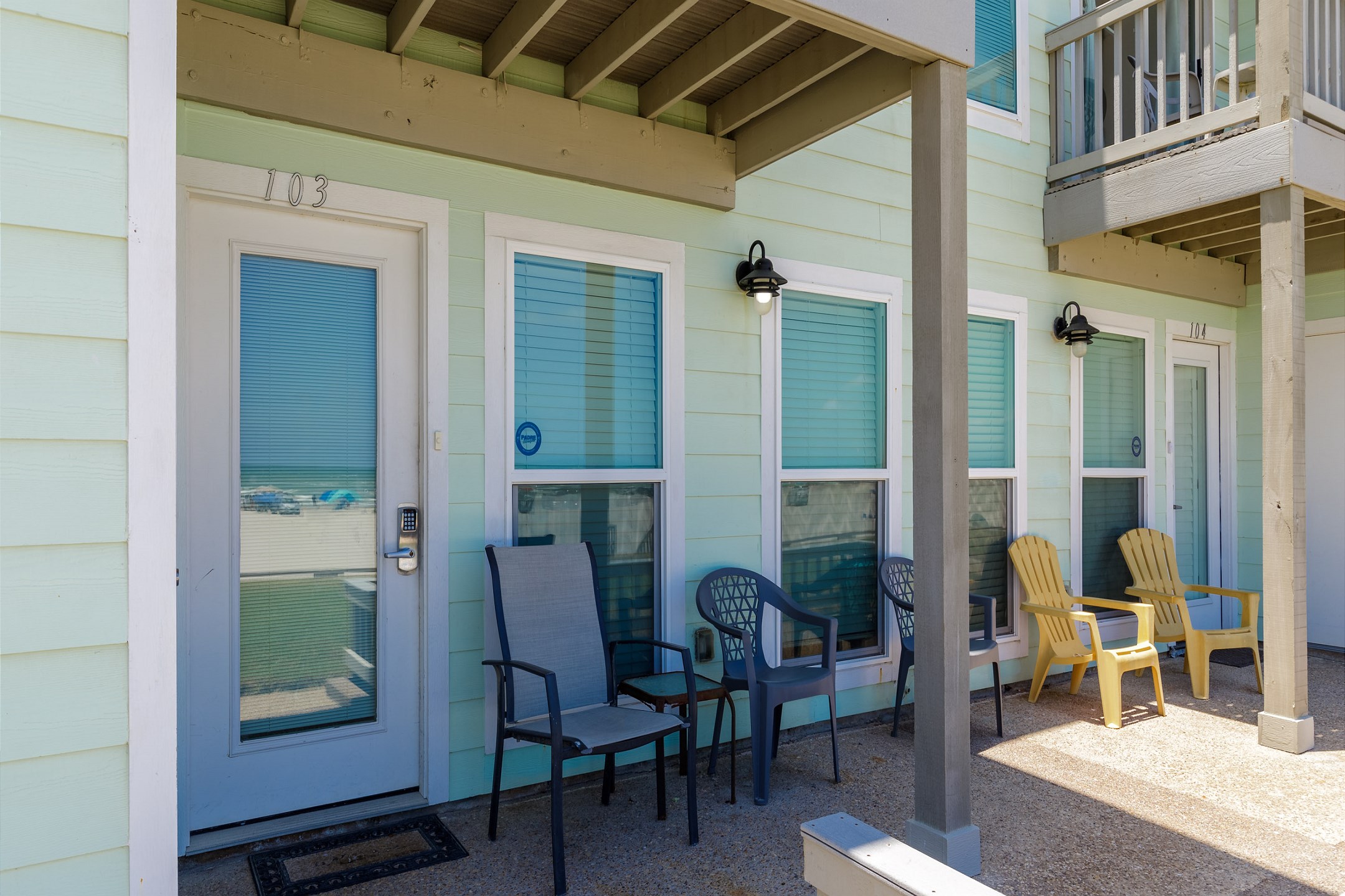 Main entrance off the patio, #103