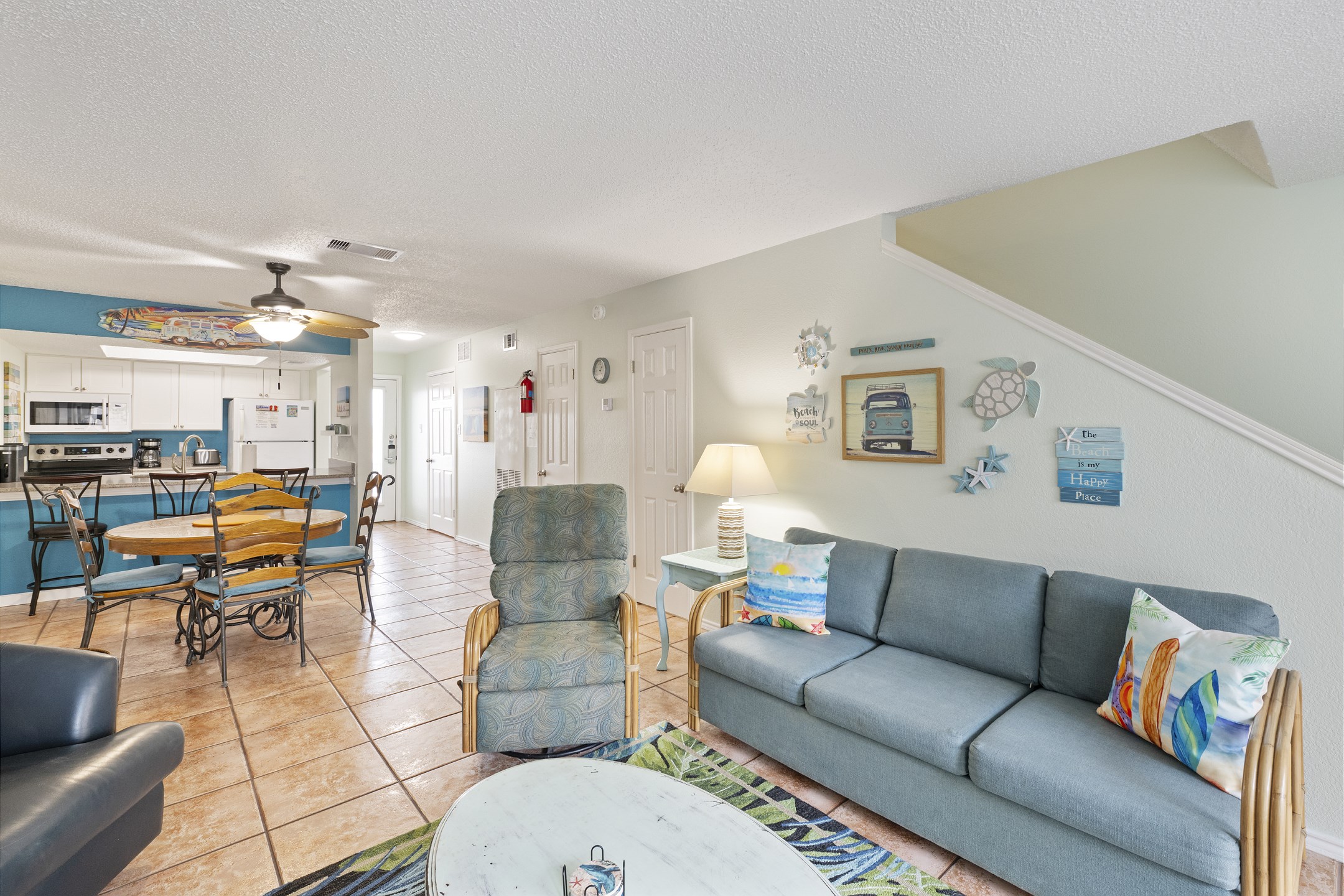 Inviting living space blending Island comfort and style with a new sleeper sofa mattress designed for relaxation after a day at the beach 