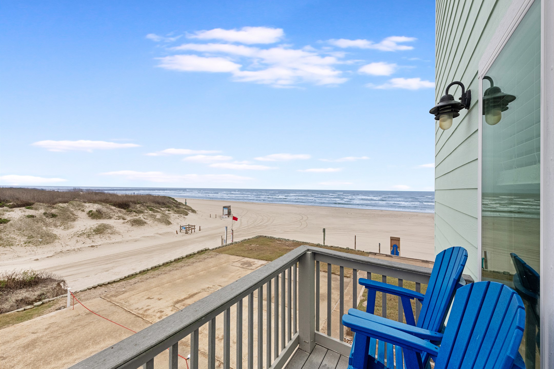 Private balcony off the dining area with beautiful beachfront views