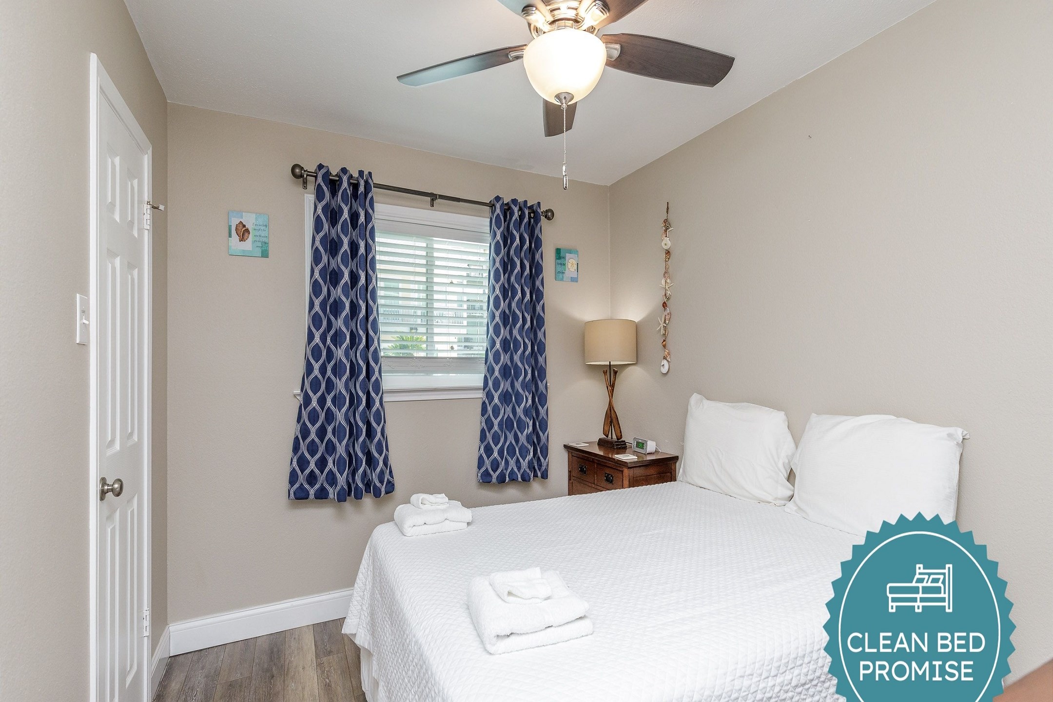 Sleep better at Padre Escapes with our exclusive Clean Bed Promise; providing fresh linens, comforters, and towels washed at high temperatures exceeding CDC recommendations, setting us apart for a truly restful vacation
