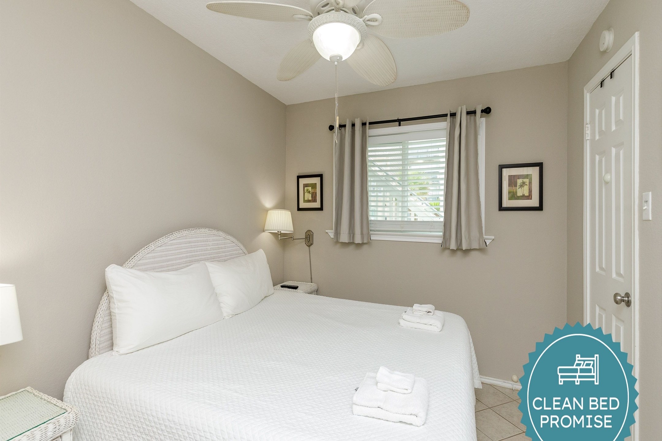 Sleep better at Padre Escapes with our exclusive Clean Bed Promise; providing fresh linens, comforters, and towels washed at high temperatures exceeding CDC recommendations, setting us apart for a truly restful vacation