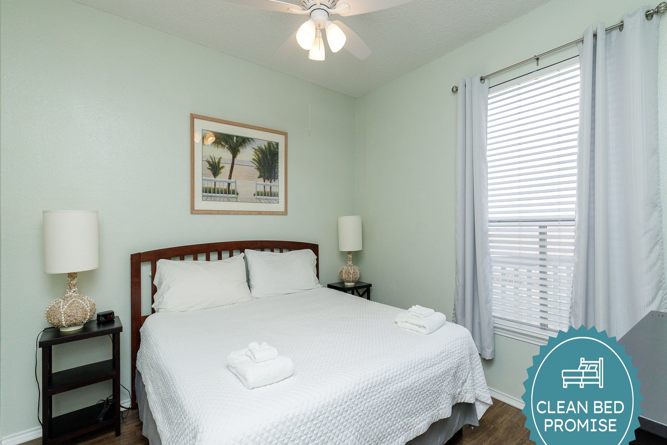 Sleep better at Padre Escapes with our exclusive Clean Bed Promise; providing fresh linens, comforters, and towels washed at high temperatures exceeding CDC recommendations, setting us apart for a truly restful vacation