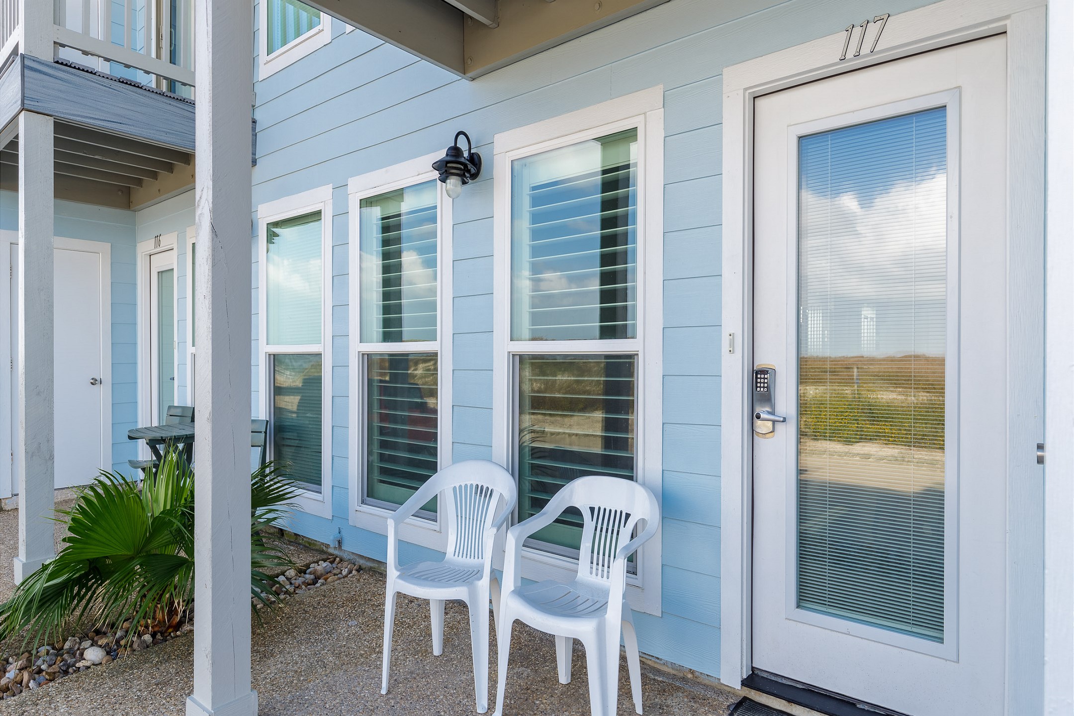 Front entrance, with coded lock for added security