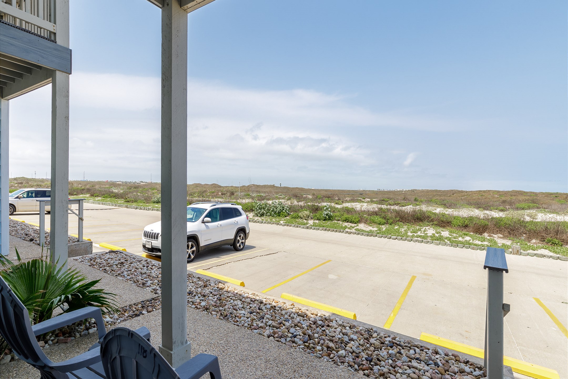 Private patio to enjoy the Texas breeze and the sound of waves crashing onshore