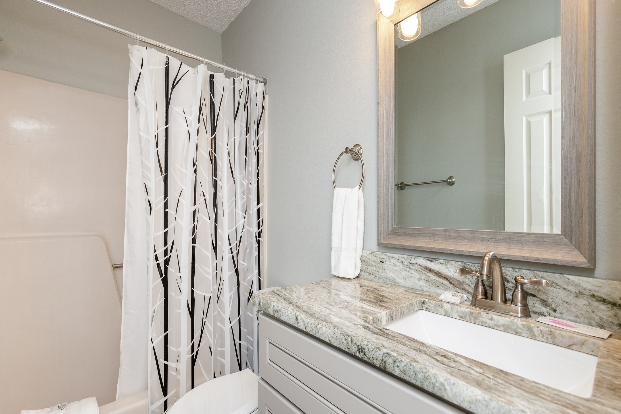 Guest bathroom with tub and shower combo