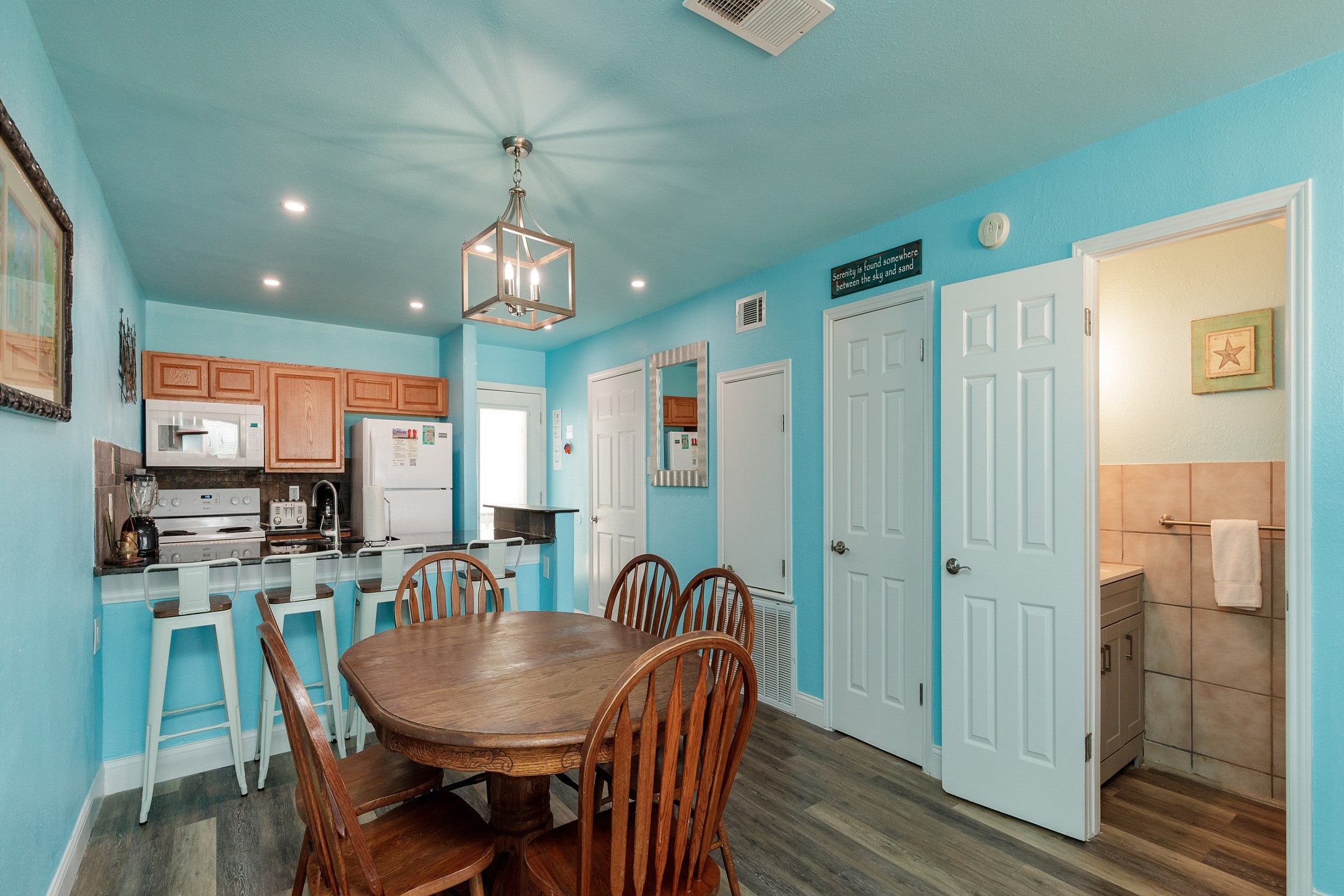 Dining table with seating for six 