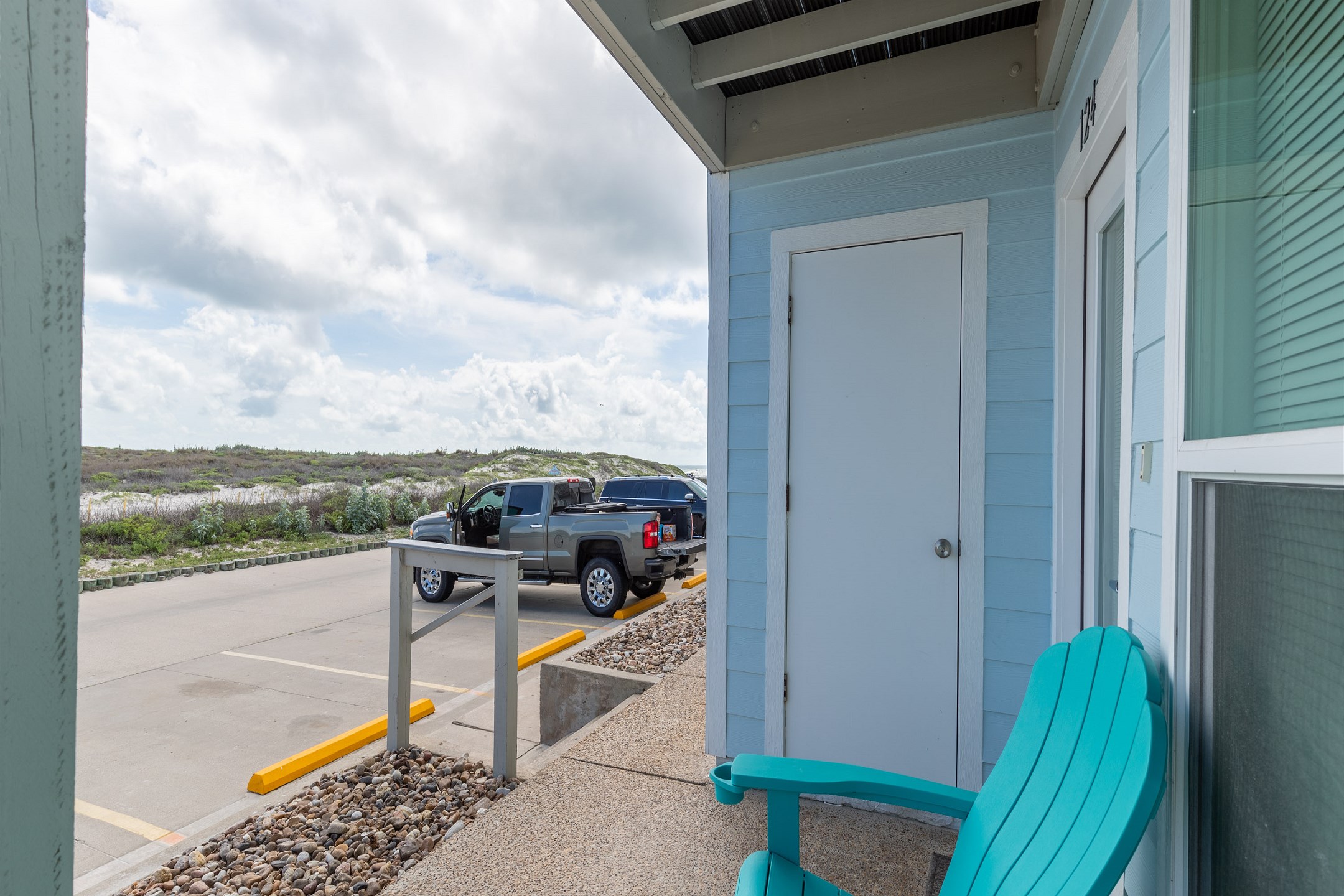 Great patio space to relax during your vacation just steps from the waves