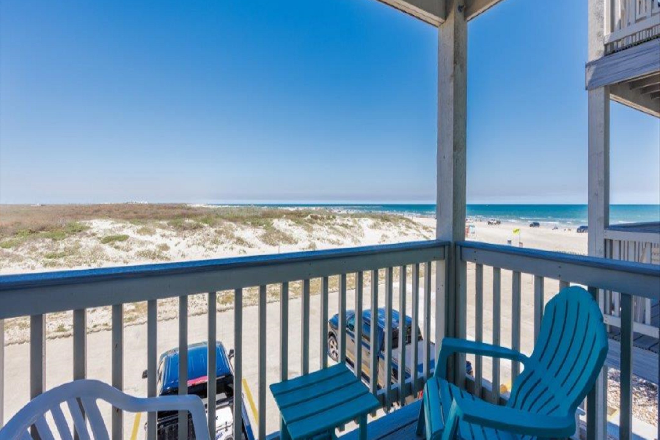 Dune and beach view from primary bedroom balcony 