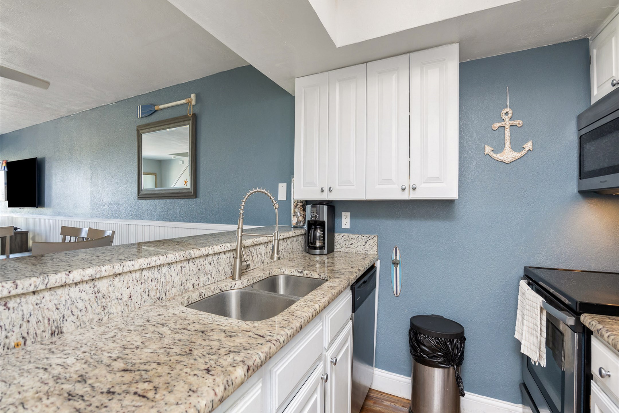 Spacious countertops and ample storage