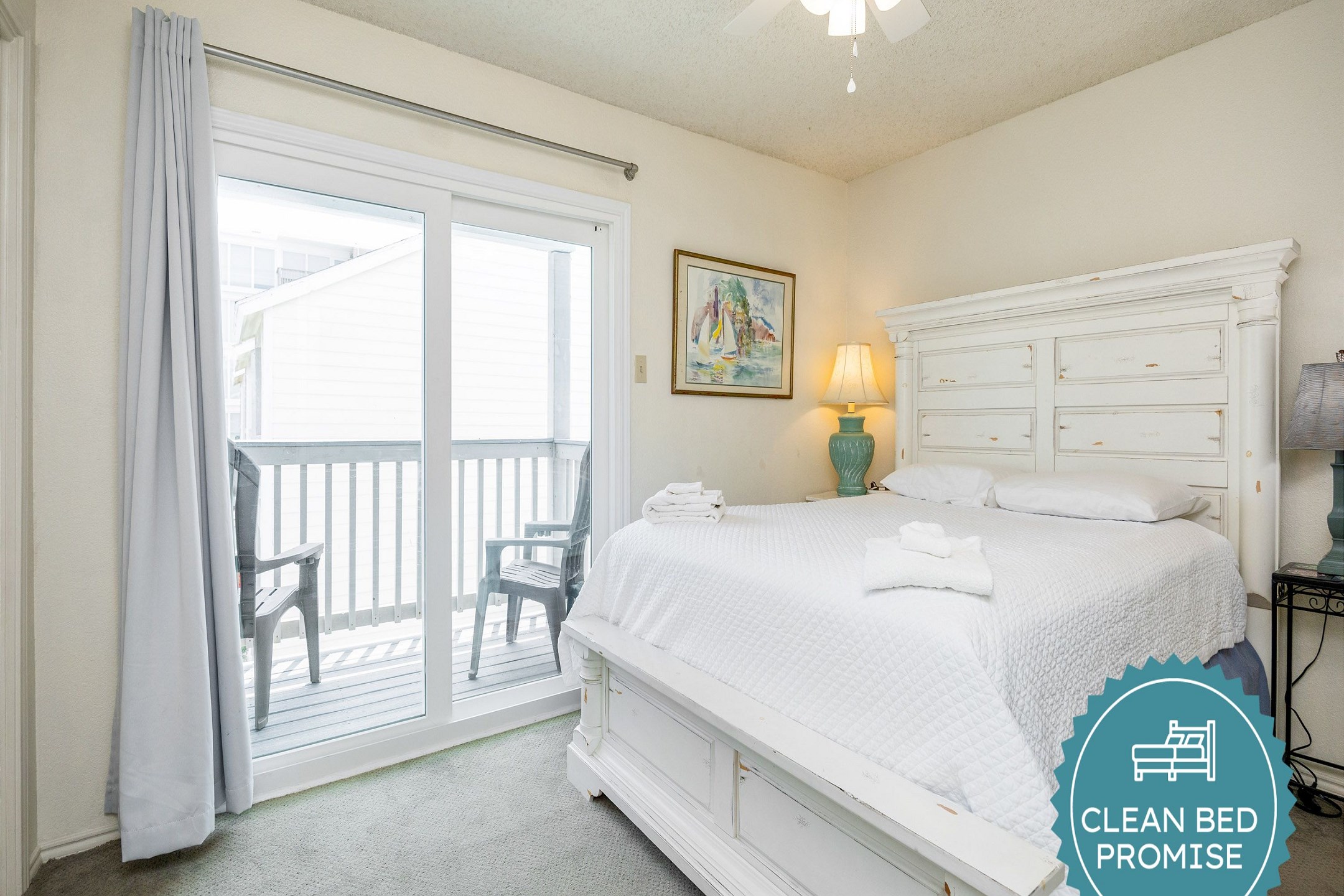 Sleep better at Padre Escapes with our exclusive Clean Bed Promise; providing fresh linens, comforters, and towels washed at high temperatures exceeding CDC recommendations, setting us apart for a truly restful vacation