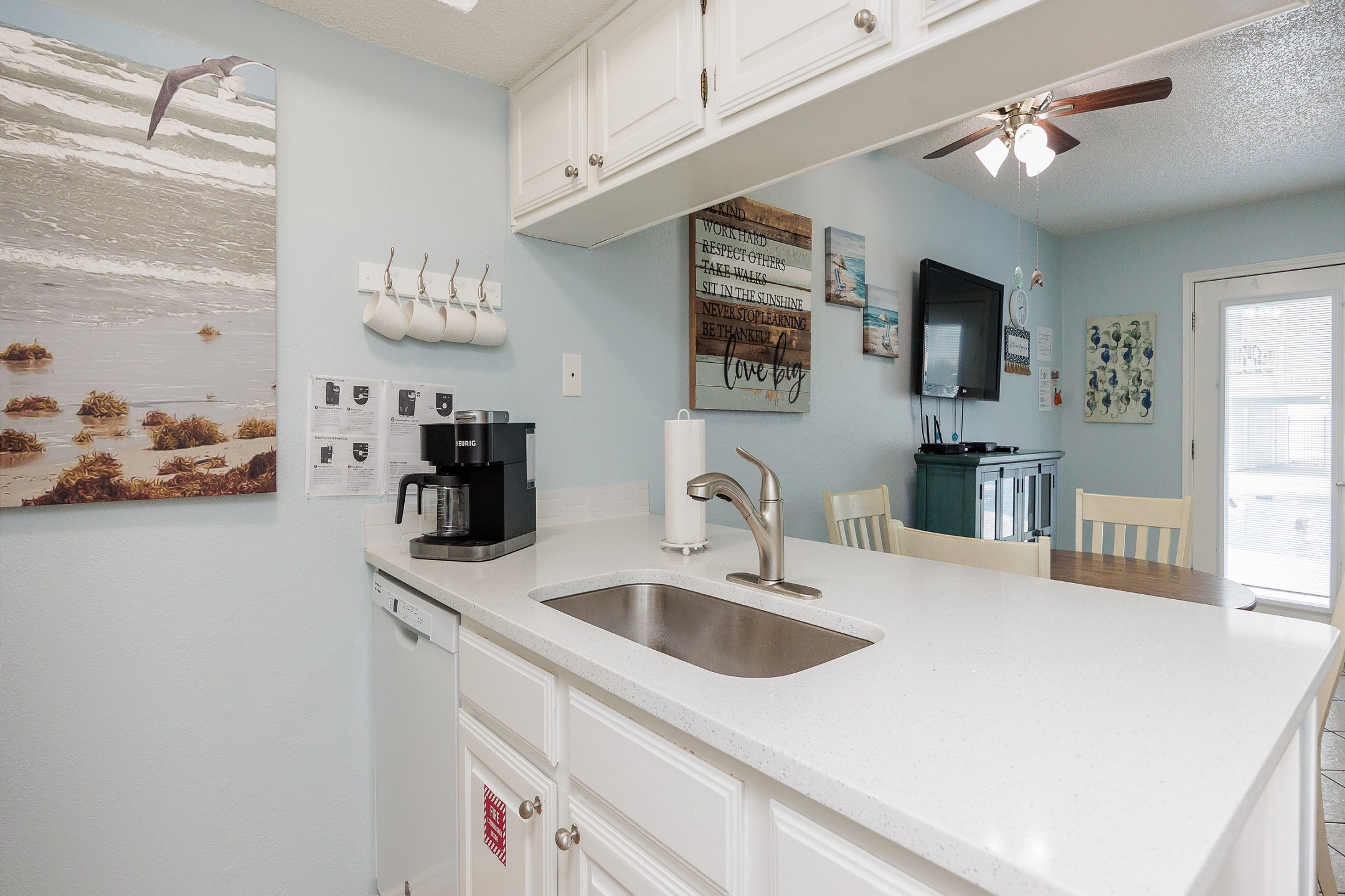 Great kitchen space with 12-cup coffee maker