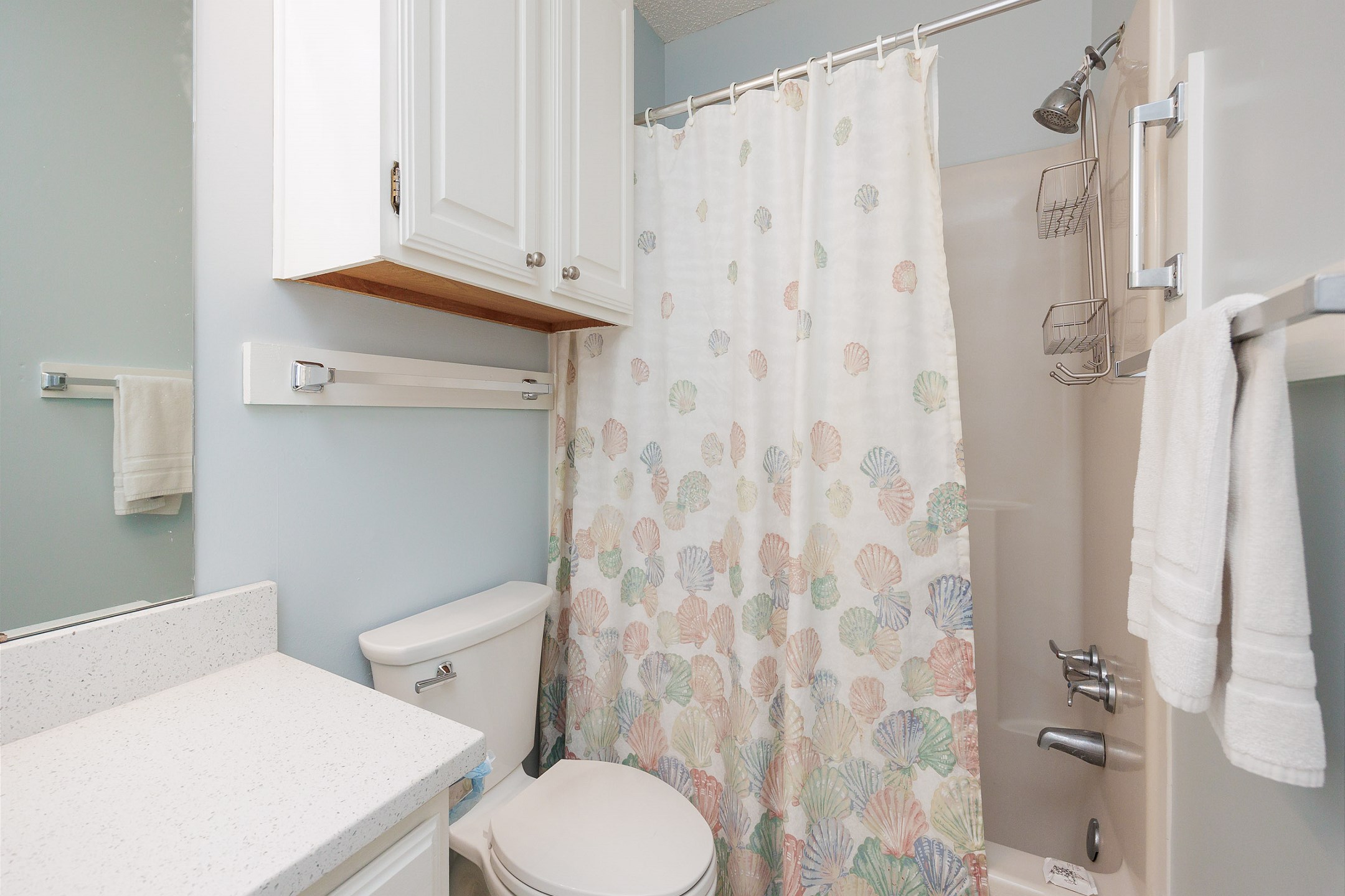 Guest bathroom with tub and shower 