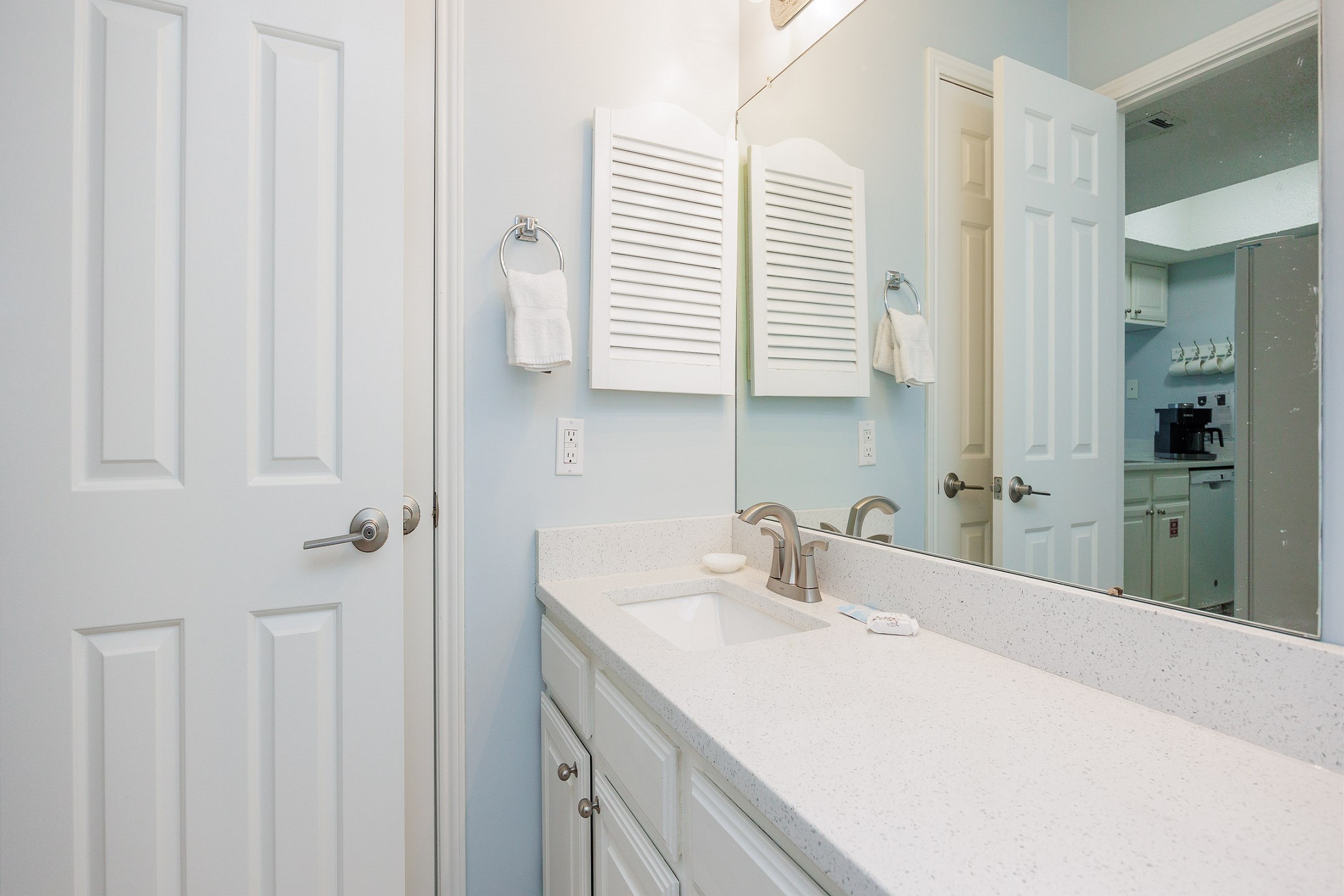 Guest bathroom with tub and shower 