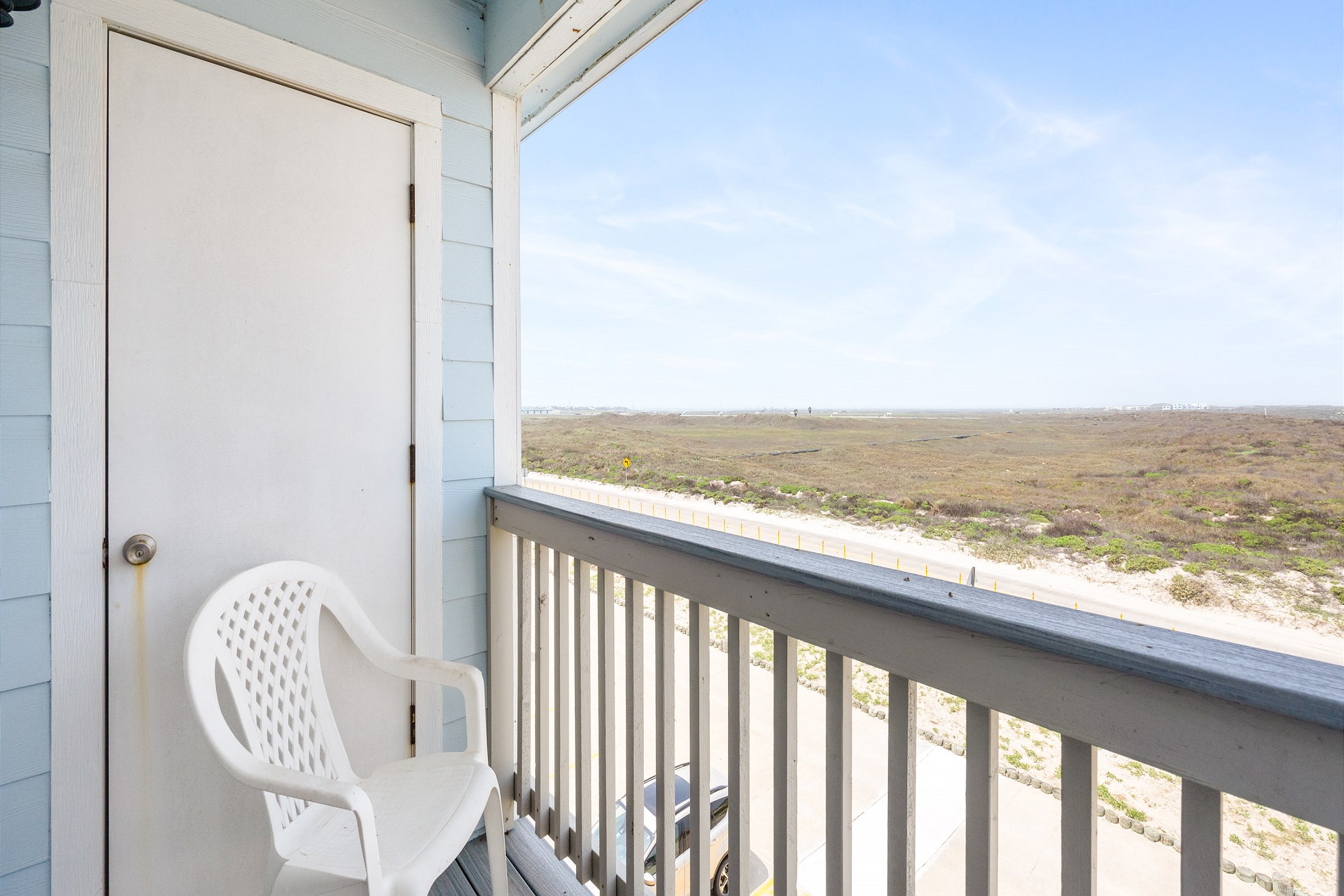 Enjoy beautiful views on this master bedroom balcony 