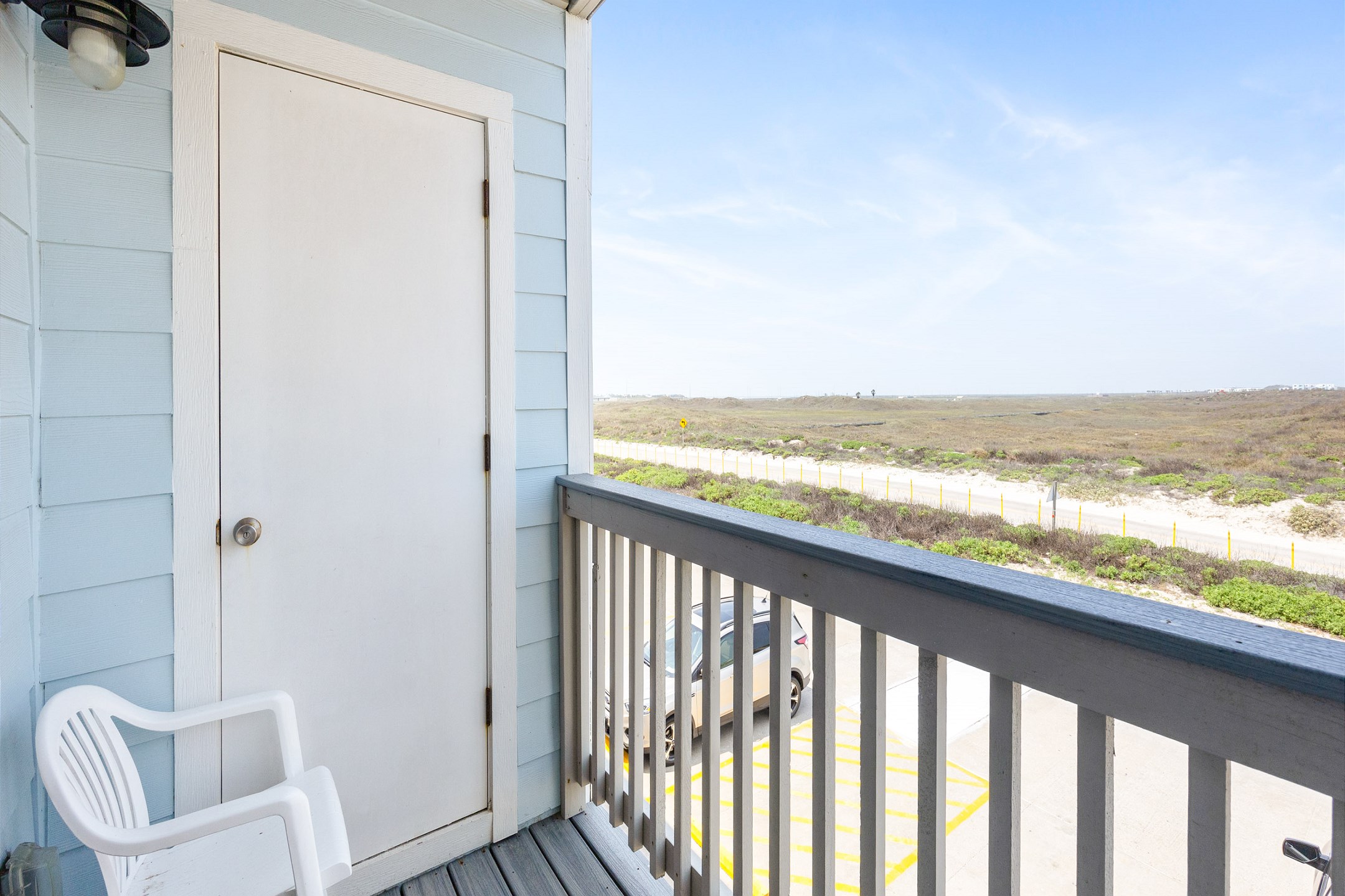 Living area balcony with seating 