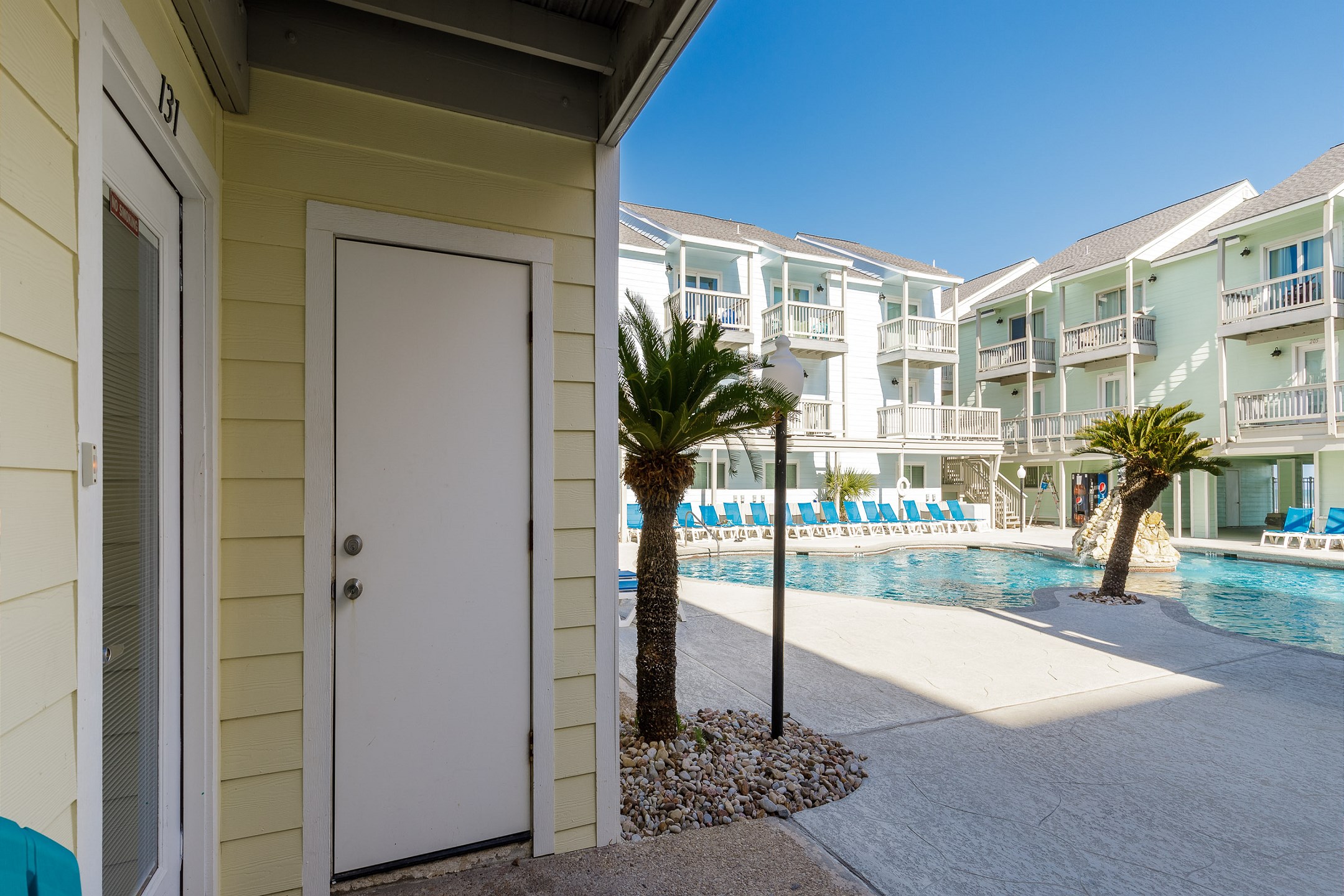 Poolside private patio offers the perfect balance—enjoy your own peaceful retreat or dive into the fun whenever you’re ready
