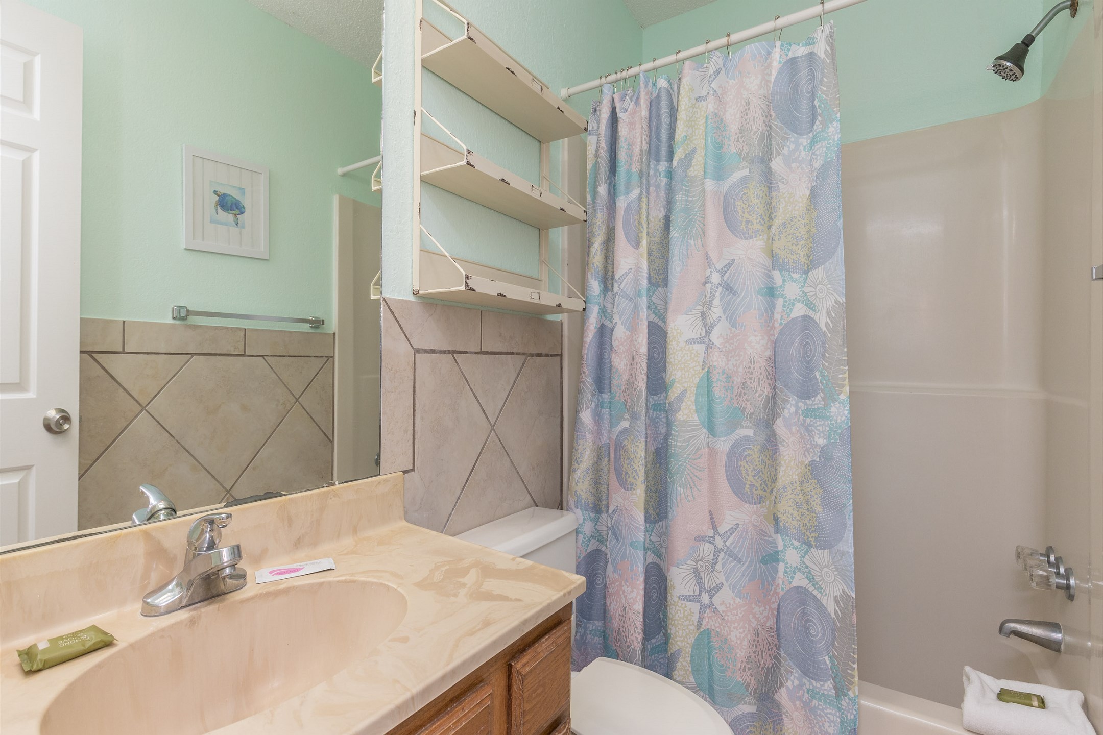 Master bathroom with tub and shower combo