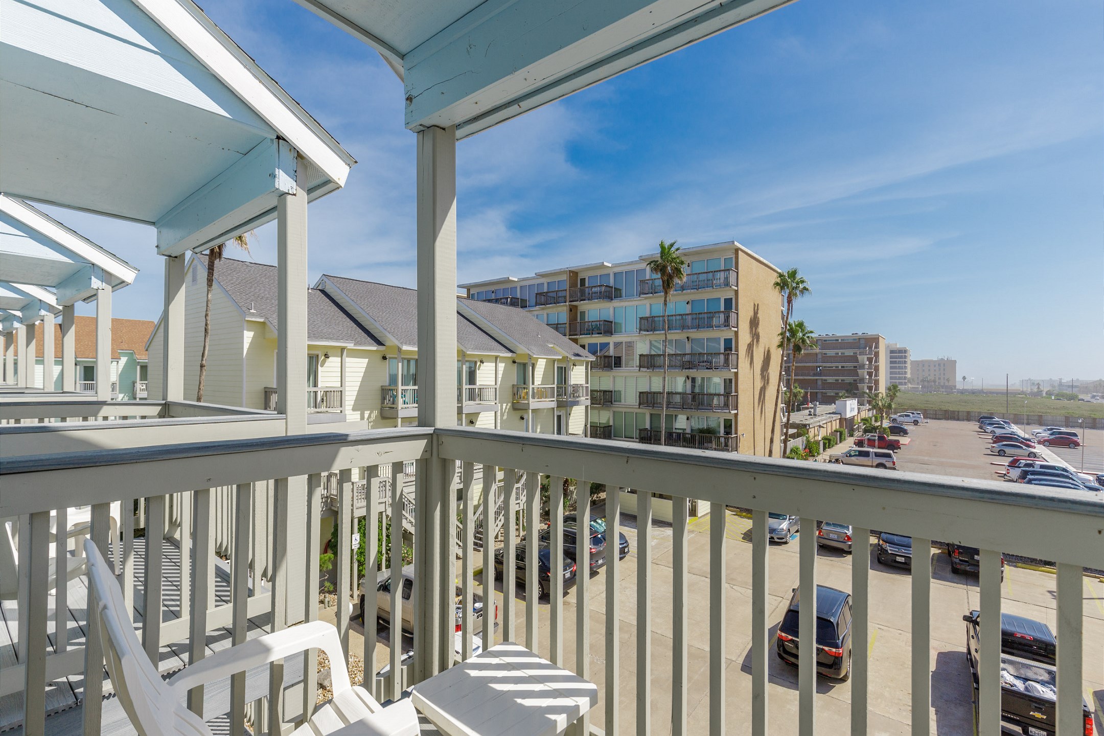 Guest bedroom balcony over looking the parking lot