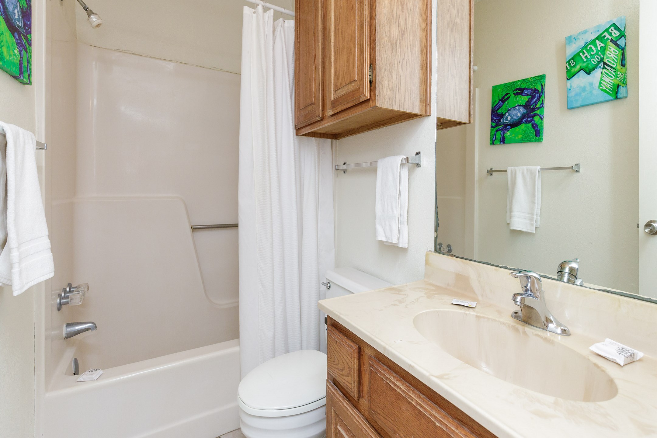 Guest bathroom with tub and shower 