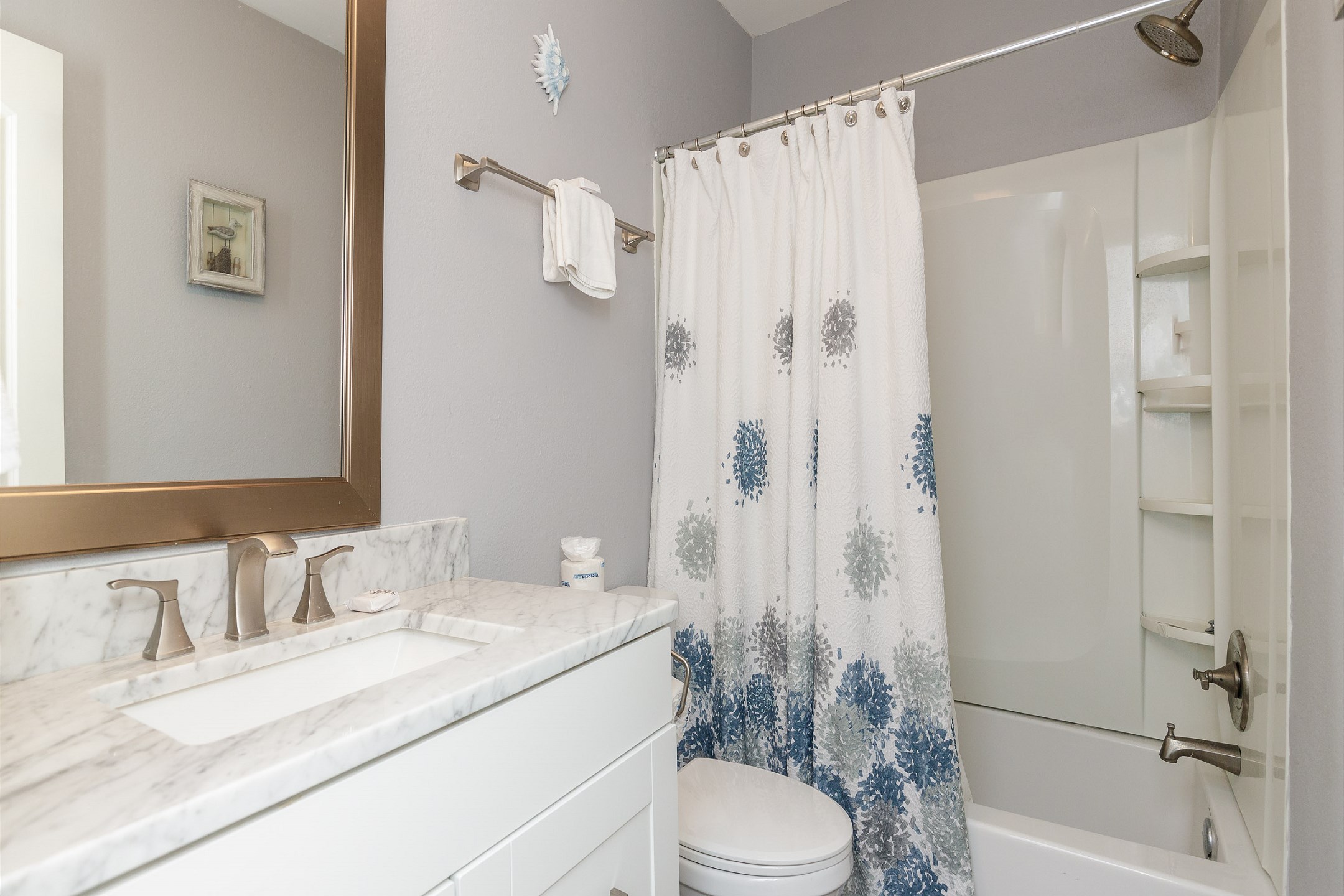 Master bathroom with tub and shower combo