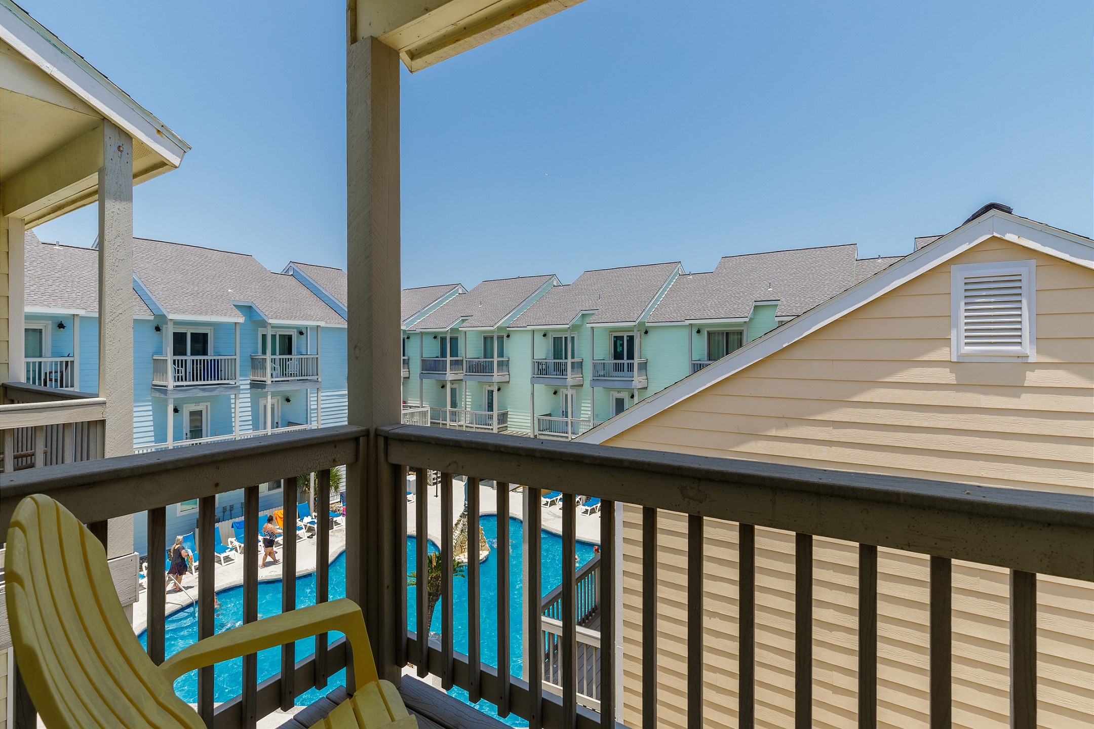 Private balcony off the master bedroom with beautiful pool views 