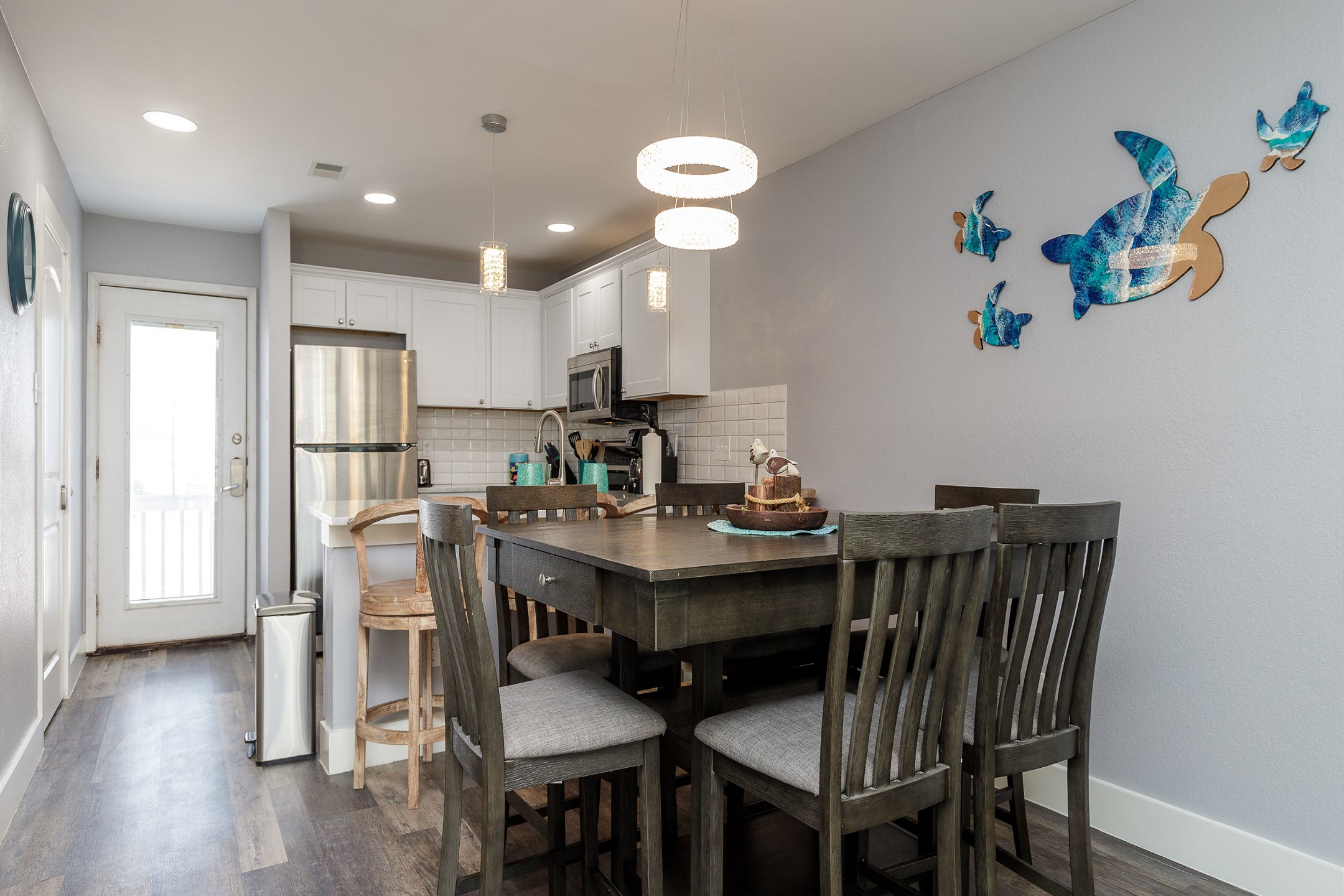 Dining and kitchen area with plenty of seating for the whole family 