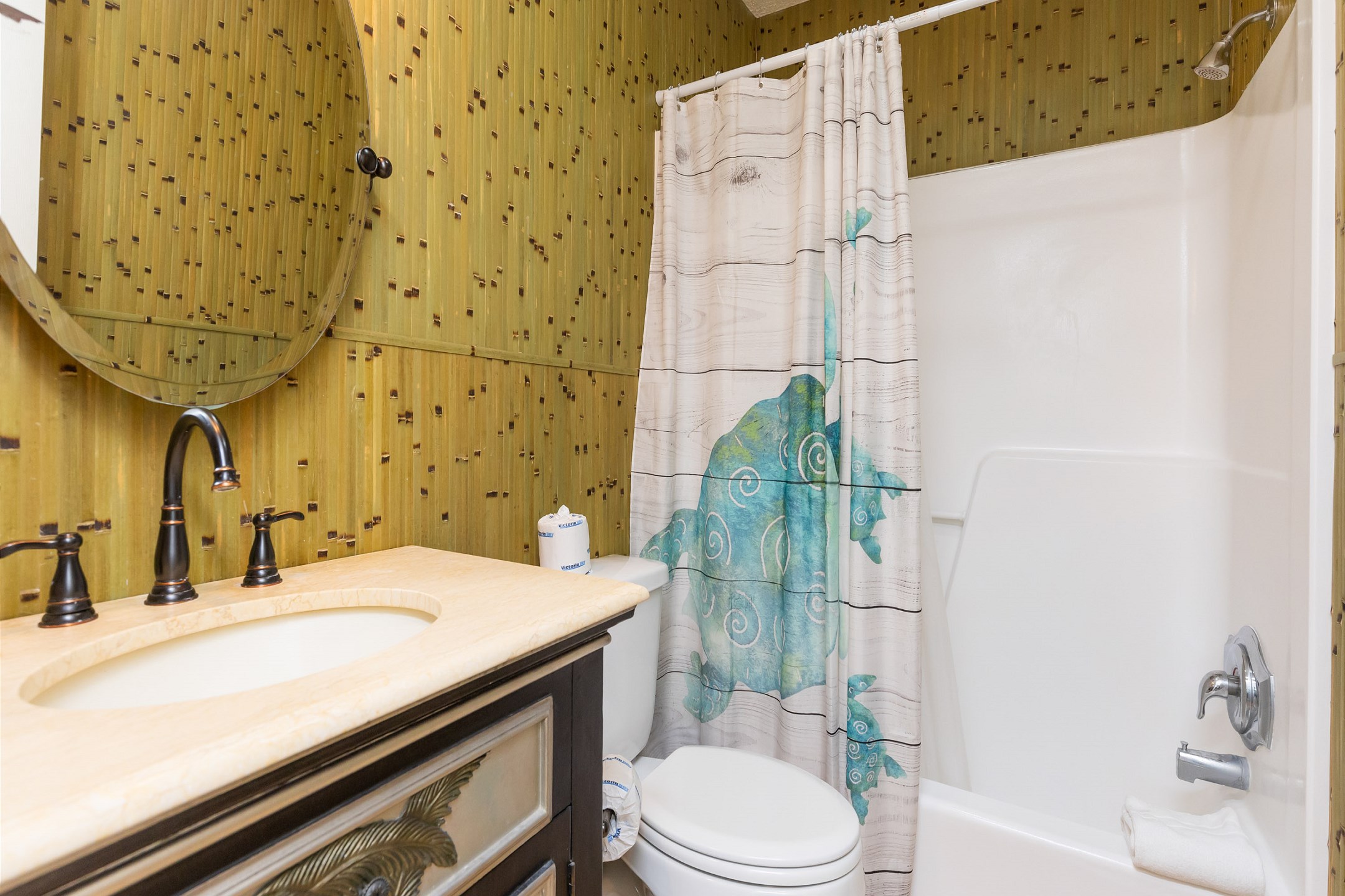 Master bathroom with tub and shower
