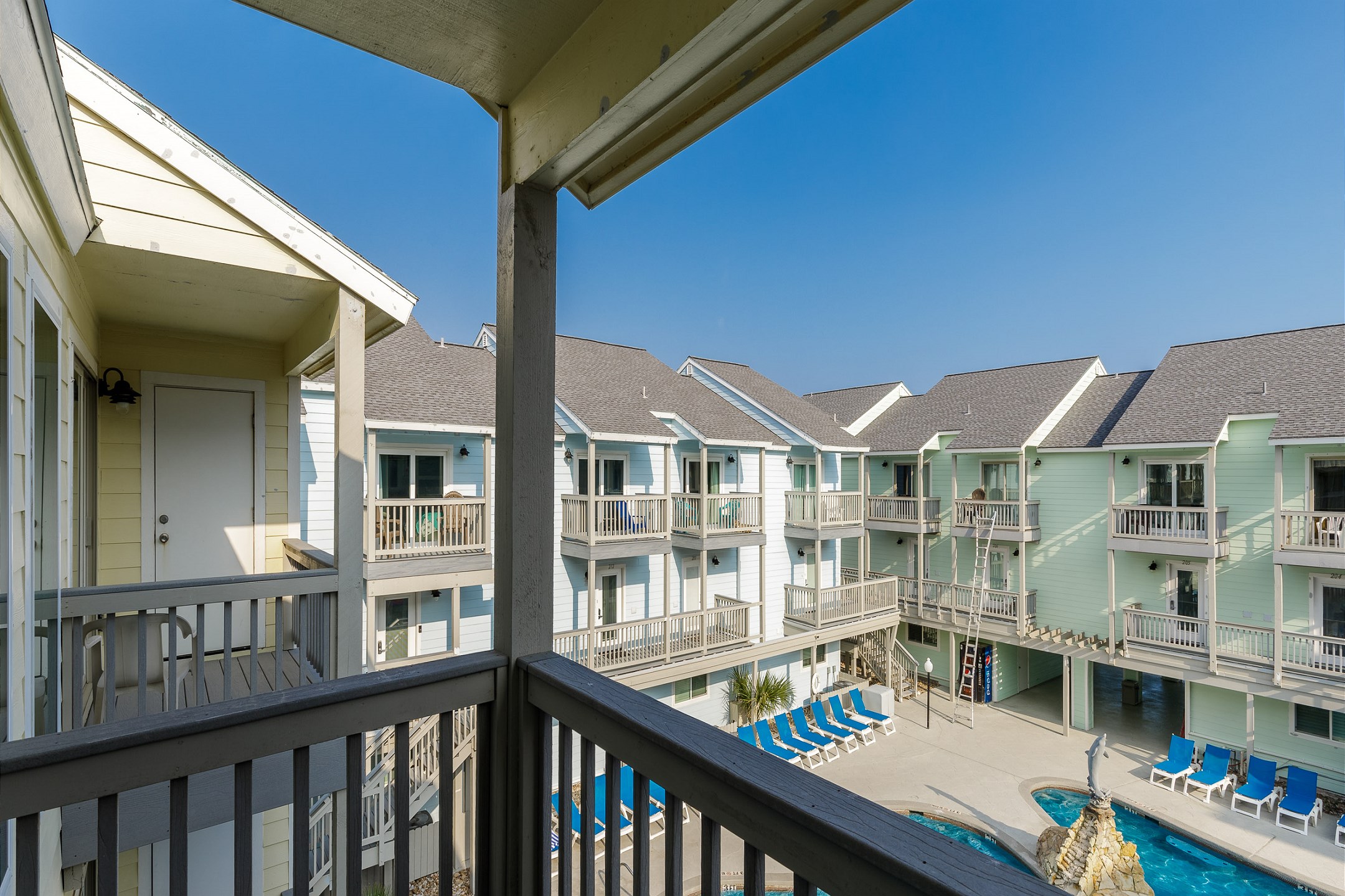 Pool view from master bedroom balcony 