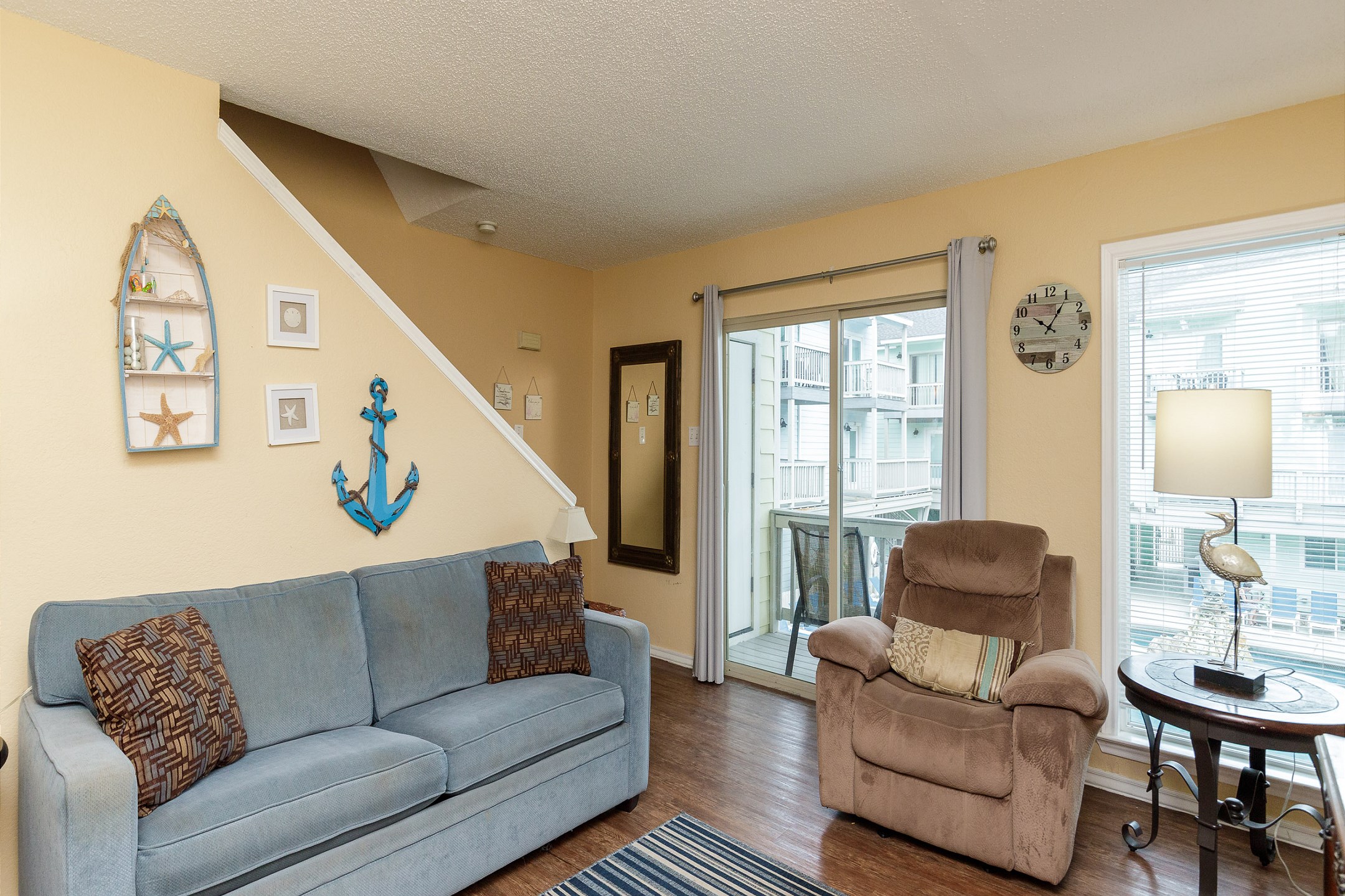 Cozy living area with a great view of the pool 