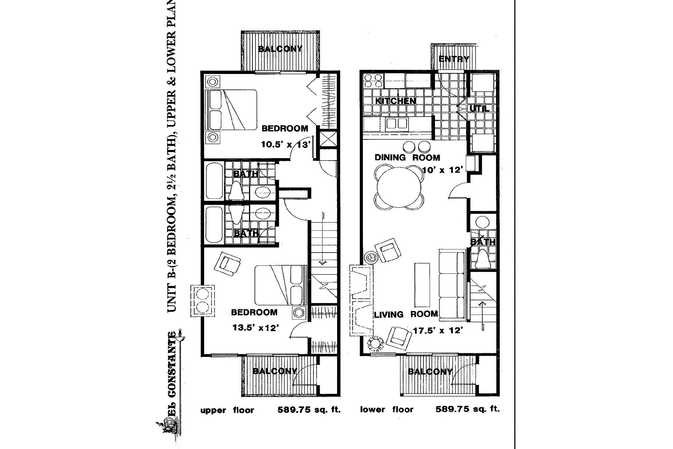 Some aspects of the layout may differ but this is the general floor plan of the 2 bedroom units at El Constante