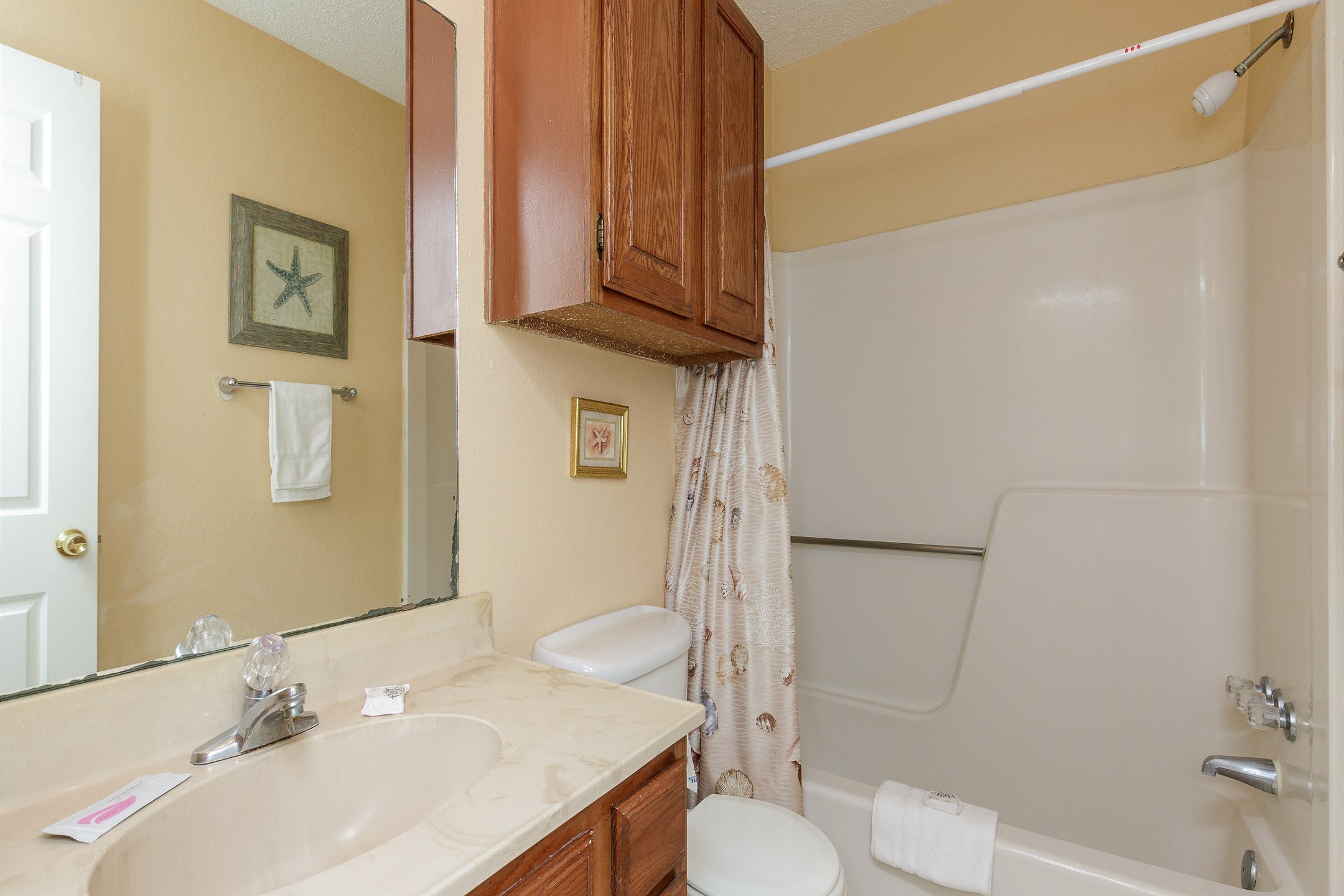 Guest bathroom with tub and shower combo
