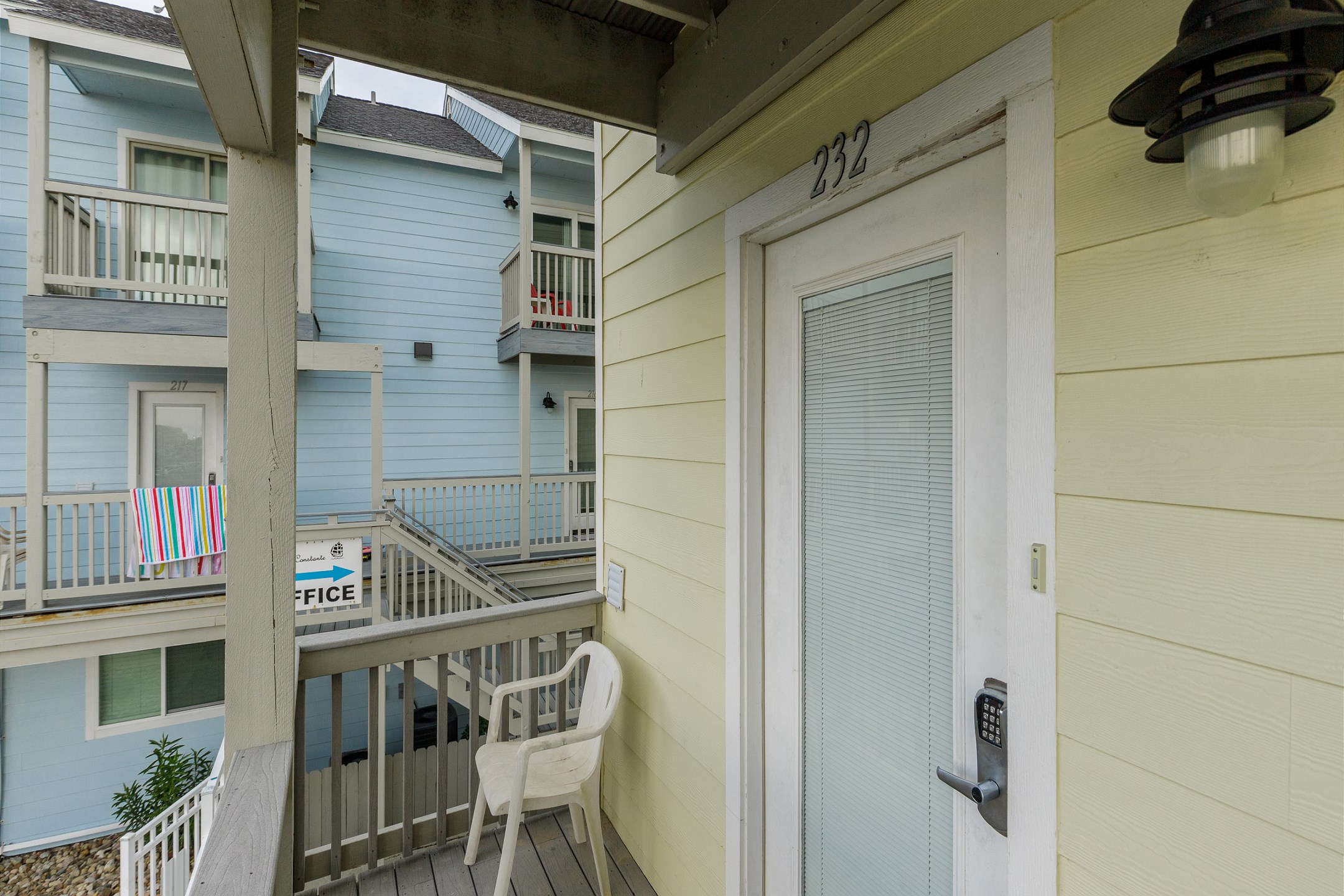 Front entrance on the second floor, #232 with coded lock for extra security 