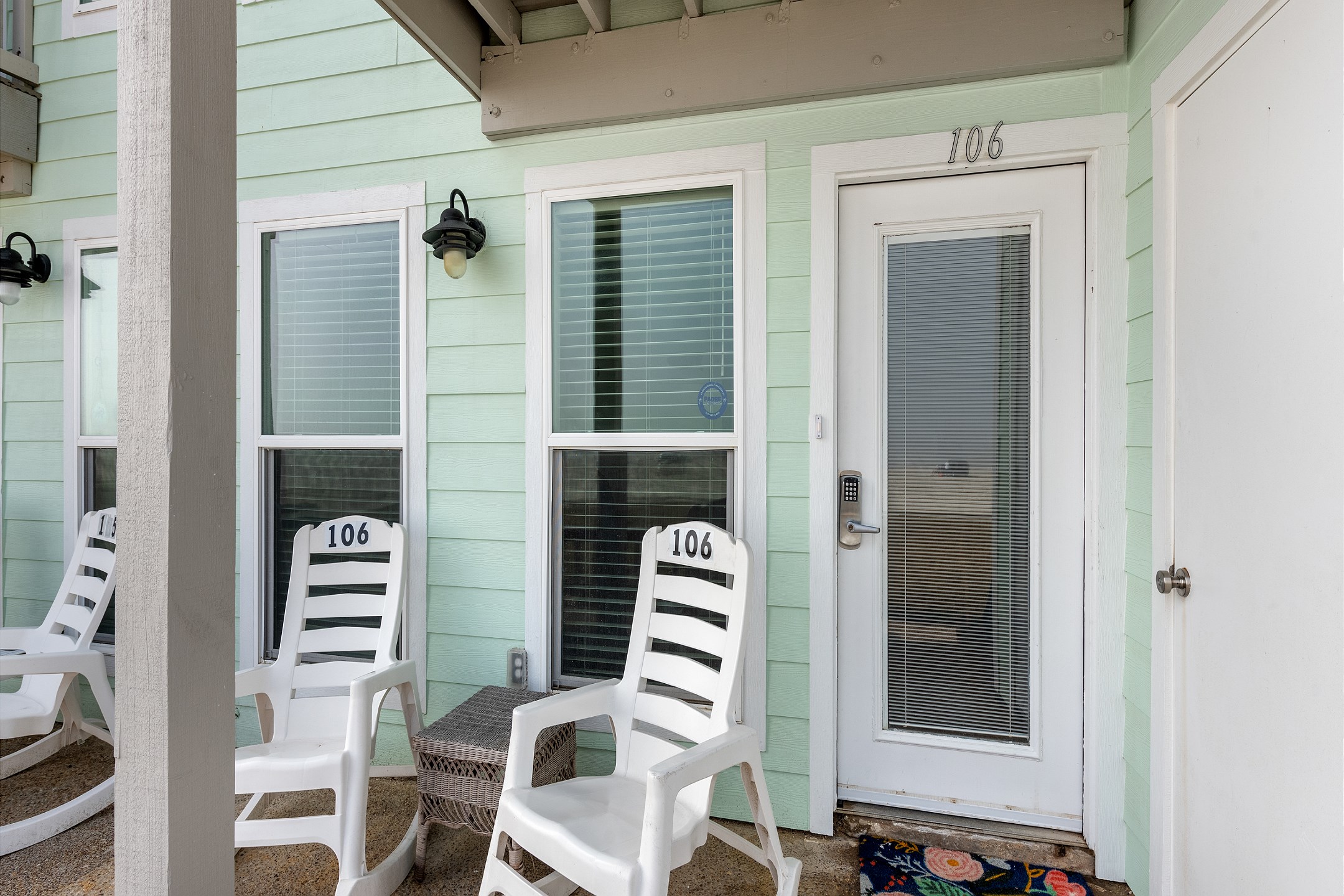 Front entrance off the patio offering beachfront views