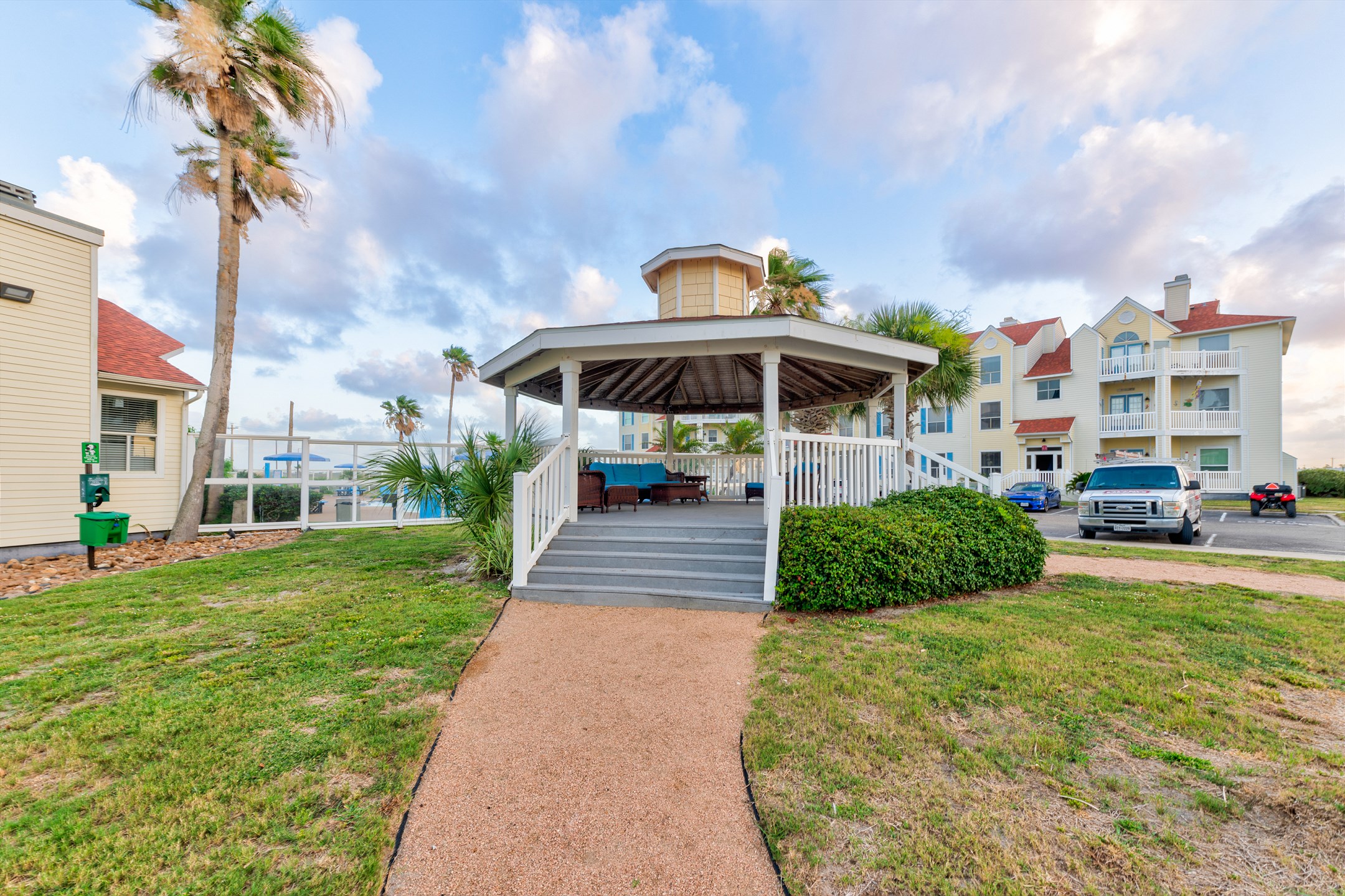 Lounge in the comfortable outdoor seating under the Gazebo