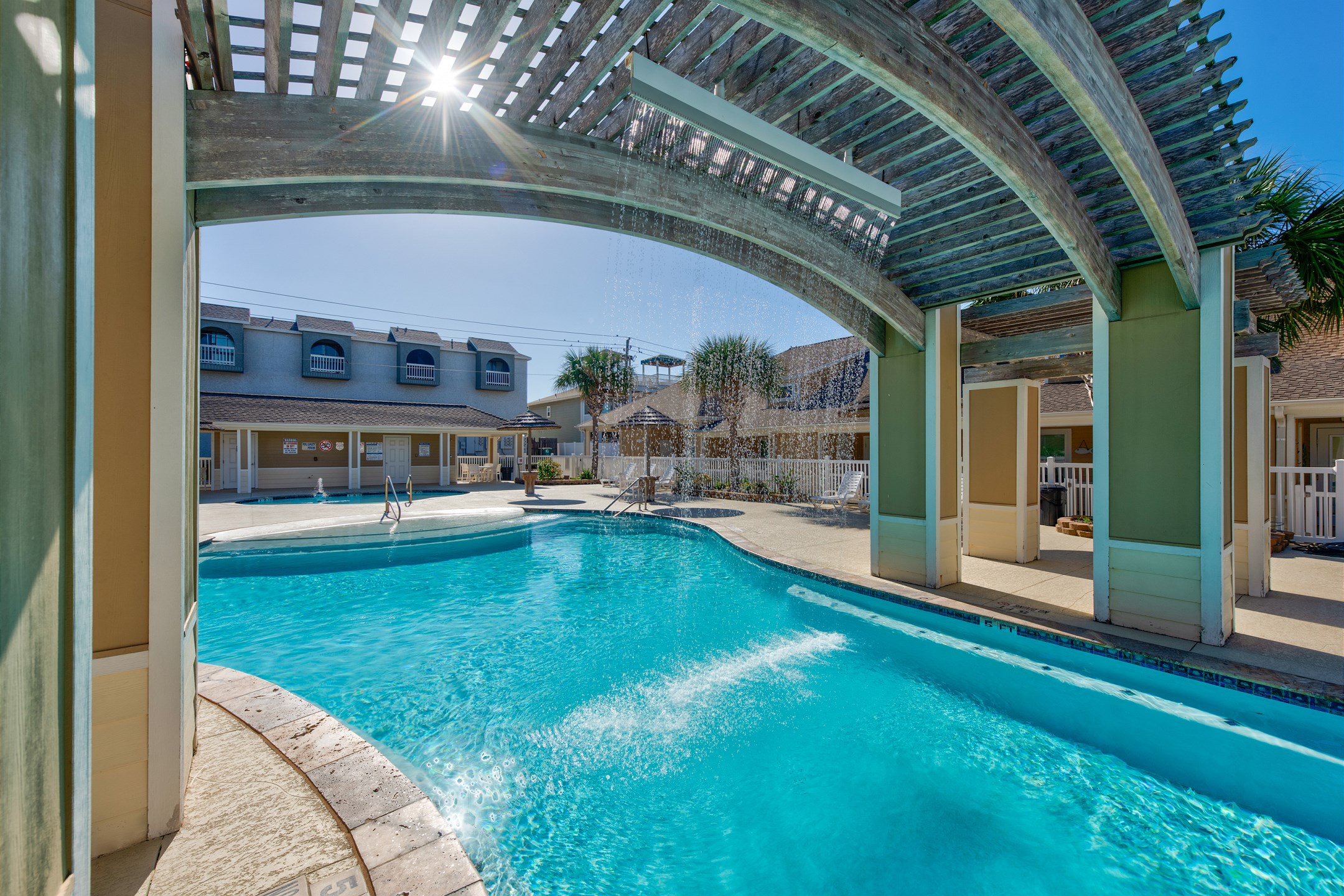 Take a swim and coast under the relaxing waterfall on the sunny days