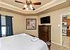 Master bedroom on the first floor with king size bed, private bathroom and flat screen TV