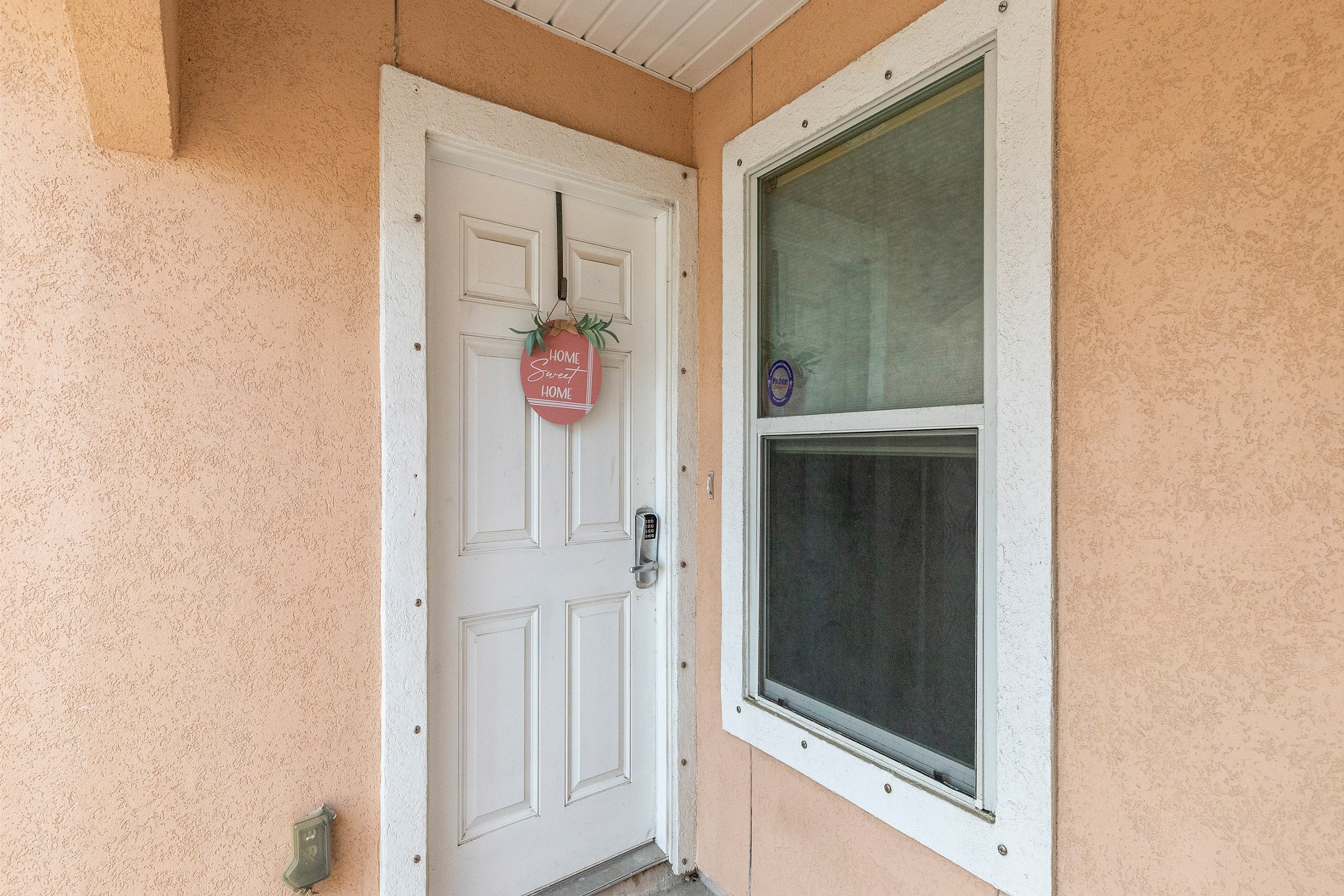Front door with coded lock for added security