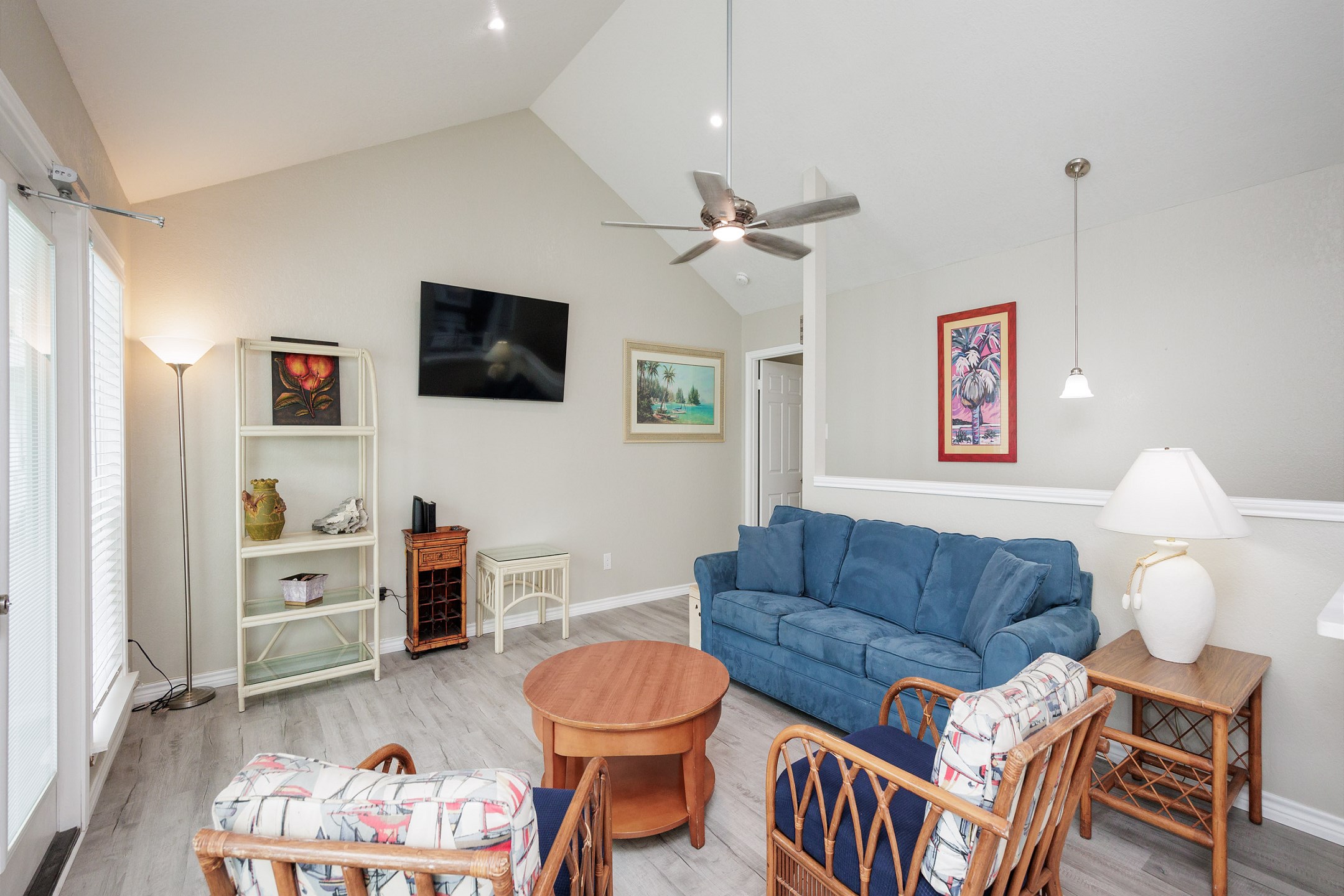 Living area with a queen size sofa sleeper and flat screen TV 