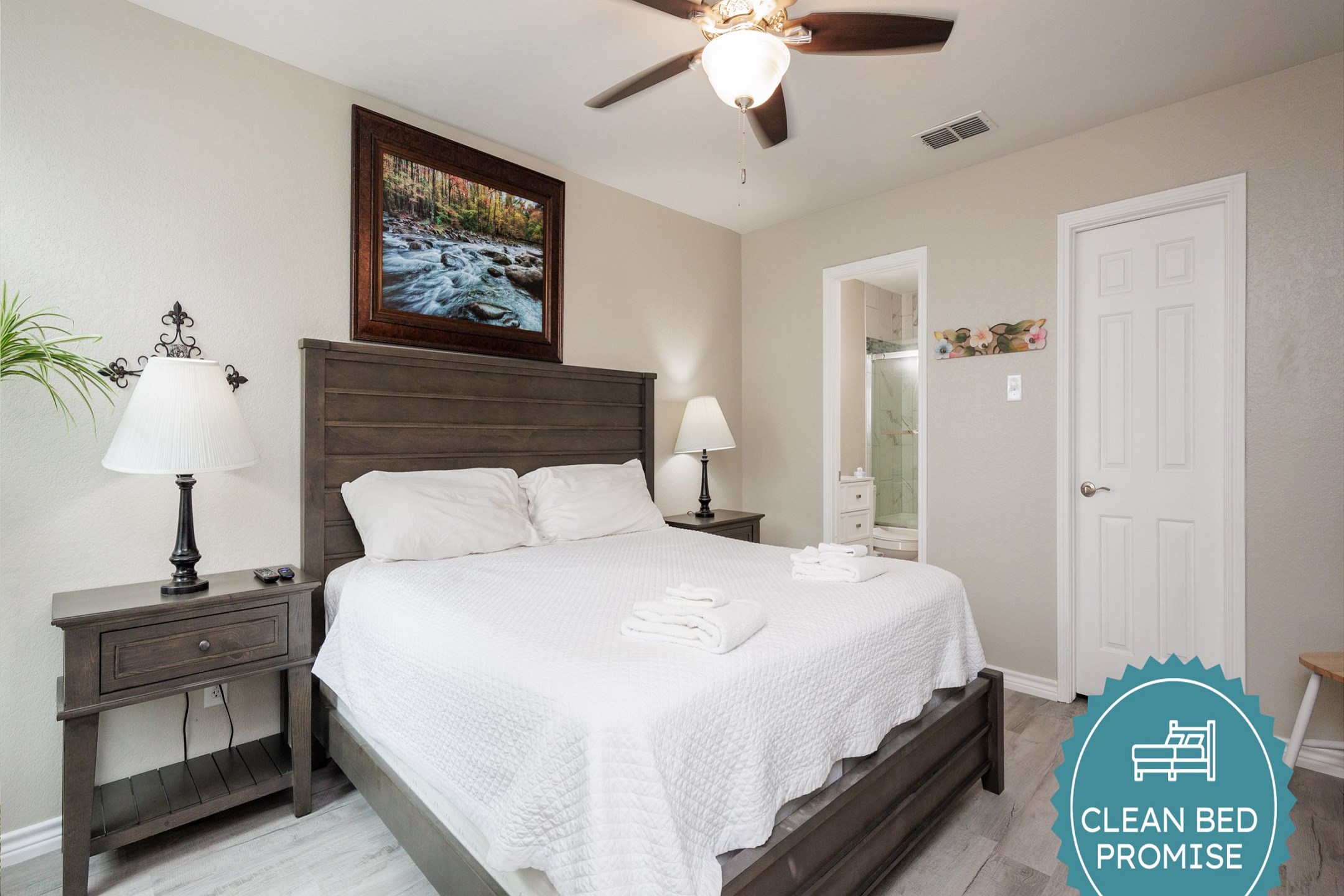 Sleep better at Padre Escapes with our exclusive Clean Bed Promise, providing fresh linens, comforters, and towels washed at high temperatures exceeding CDC recommendations, setting us apart for a truly restful vacation