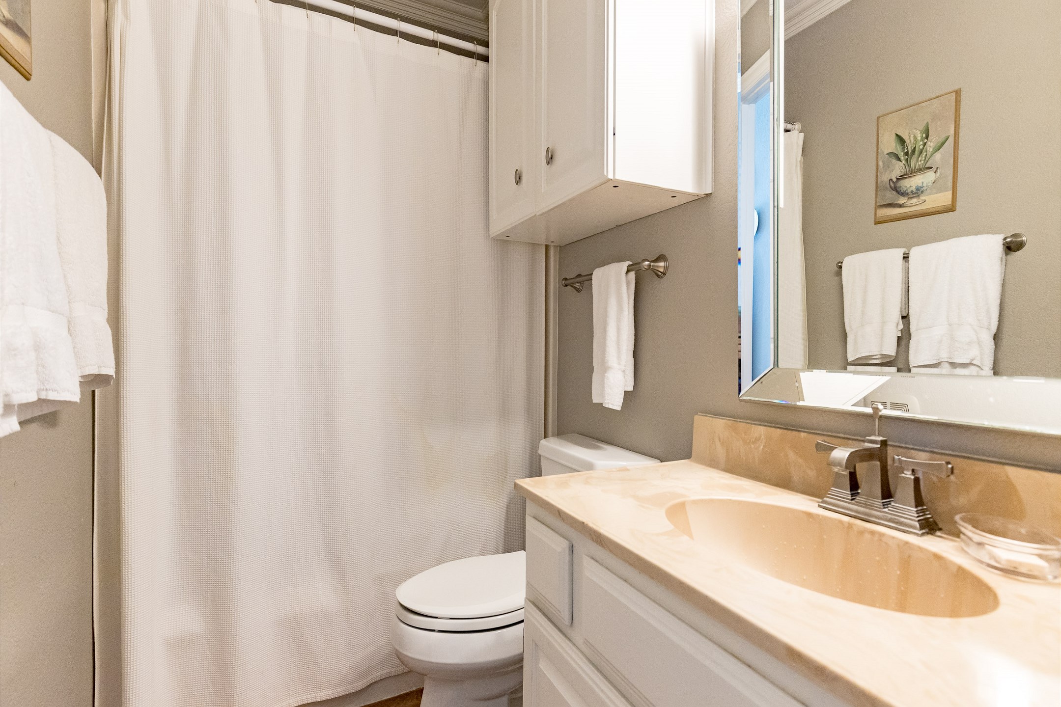 Master bathroom with tub and shower 
