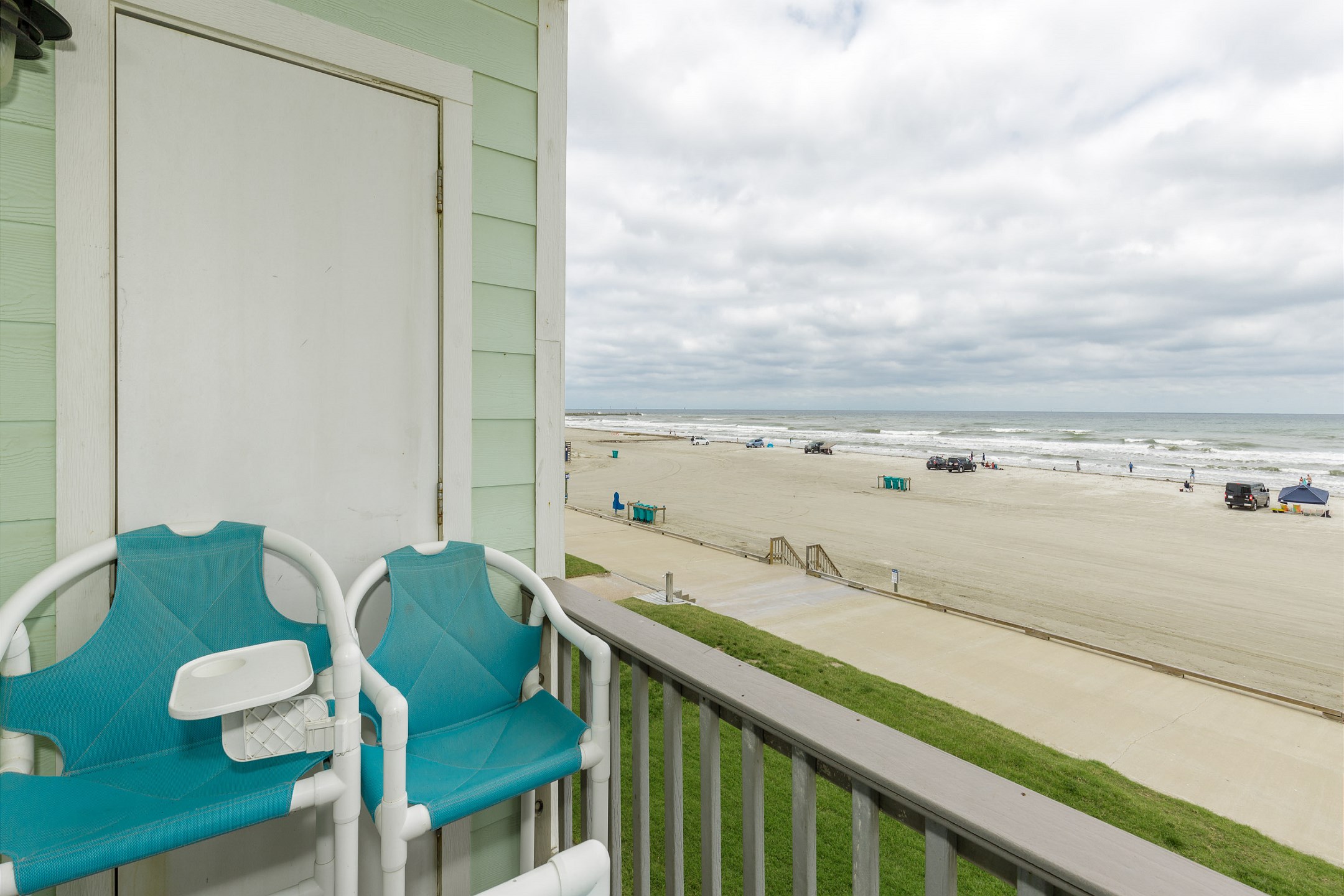 Private balcony off the living room with a view of the ocean 