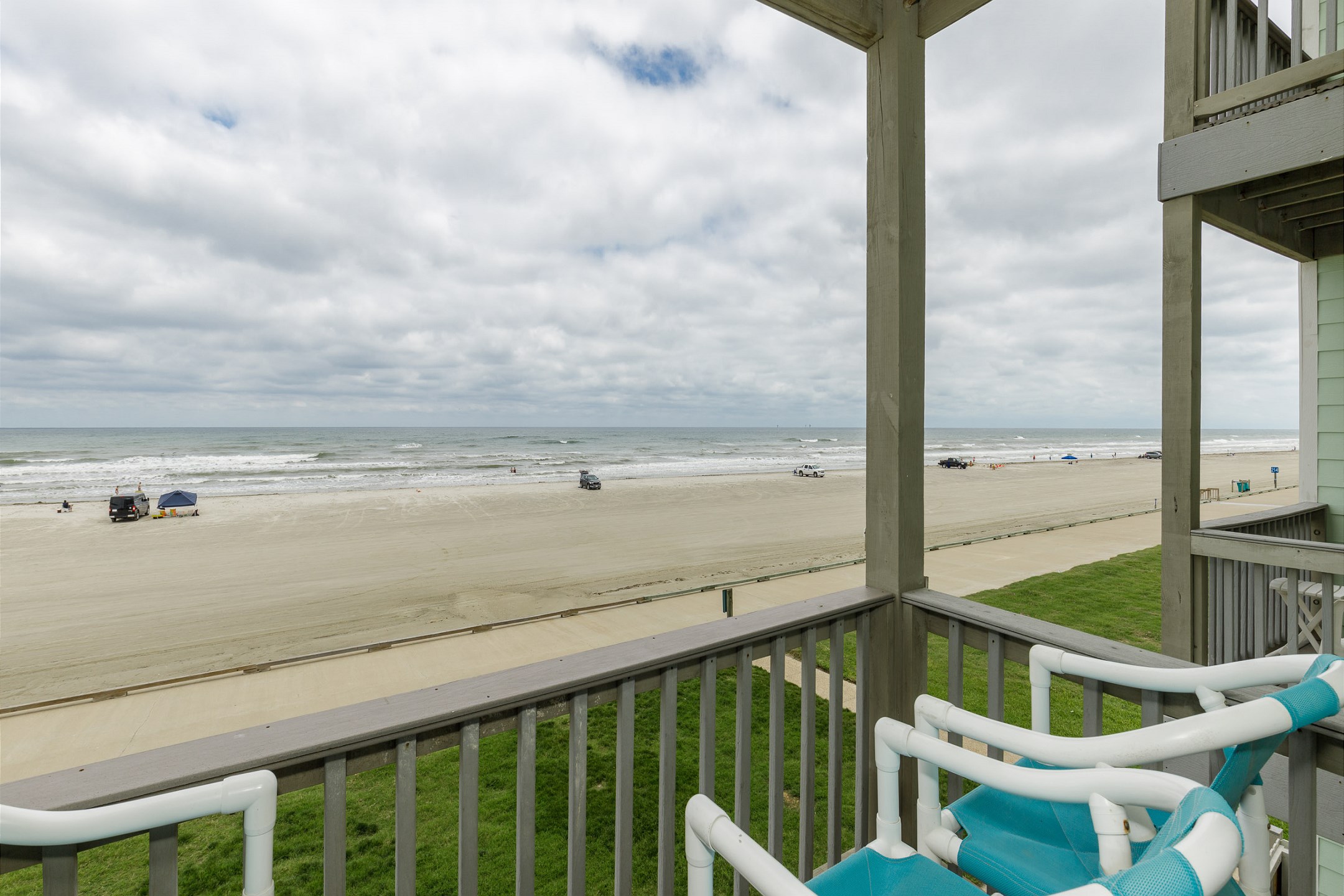 Private balcony off the living room with a view of the ocean 